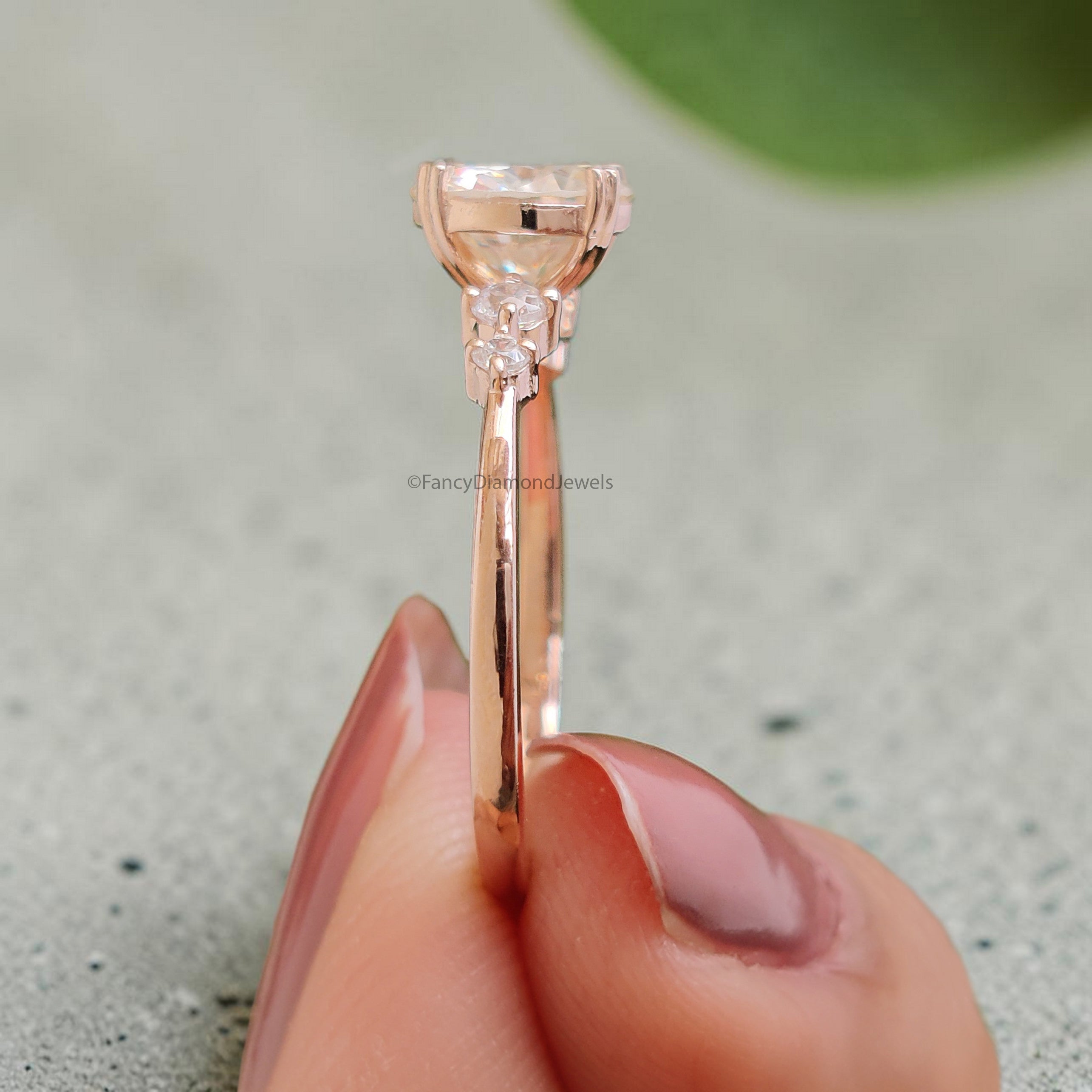 Dainty Engagement Ring 7 MM Round Cut Moissanite Ring 14K Rose Gold Ring Prong Set Ring Stack Ring Promise Bridal Ring Ring For Women FD105