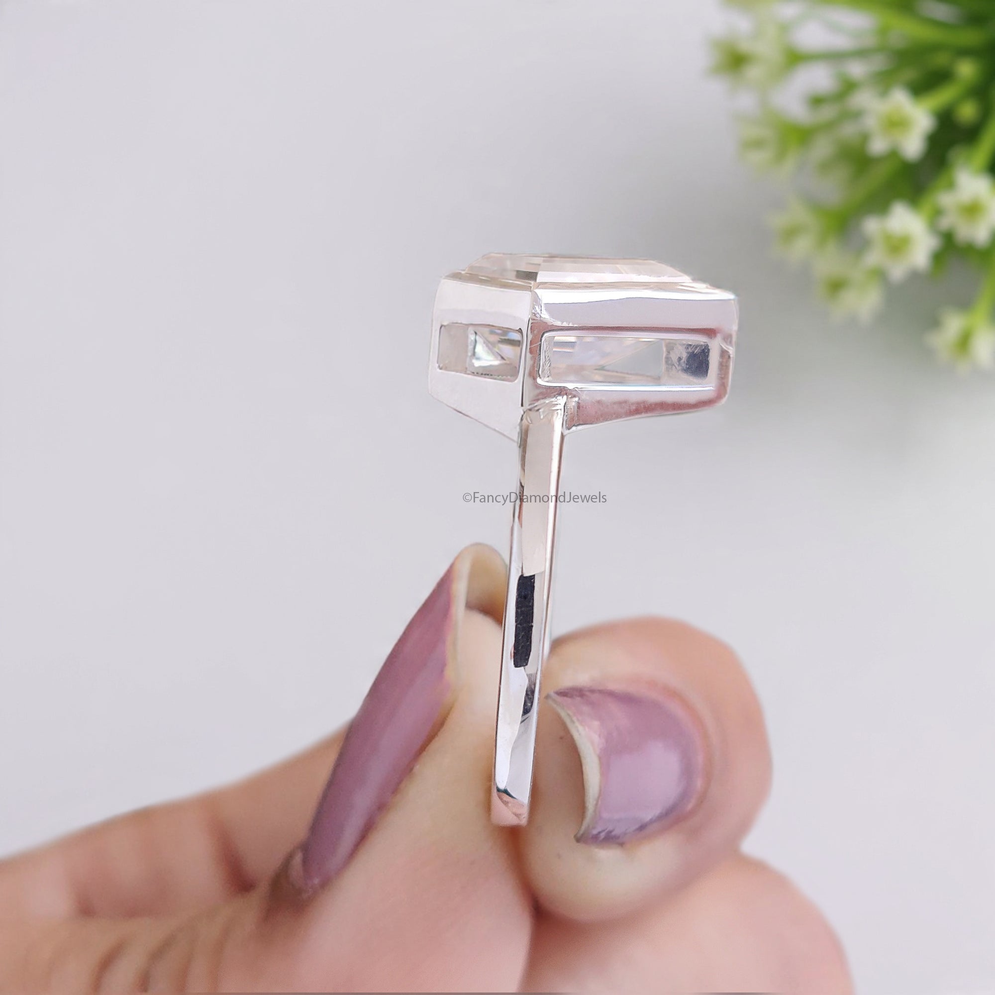 2.30 CT Shield Shape Moissanite Engagement Ring Colorless Moissanite Ring Bezel Set Wedding Ring Unique Moissanite Ring Gift for Her FD47