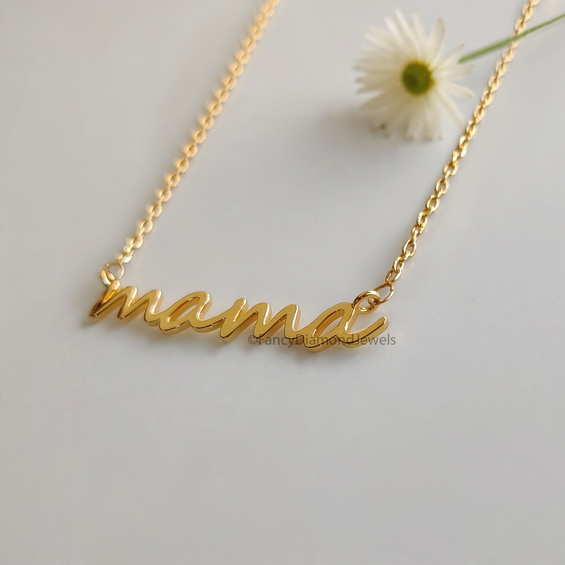 Mom Gift jewelry Tiny Mama Necklace Yellow Silver handmade jewelry Mothers Necklace Perfect Gifts for Mom Necklace With Chain FD538