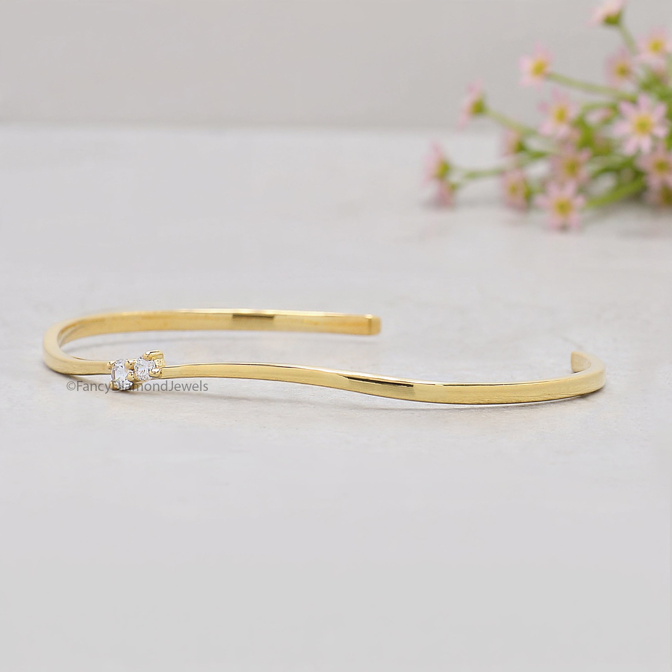 Round Moissanite Diamond Bracelet White Color  Round Diamond Bracelet Gold Bracelet Round Brilliant Cut Diamond Bracelet Gift For Her KD944