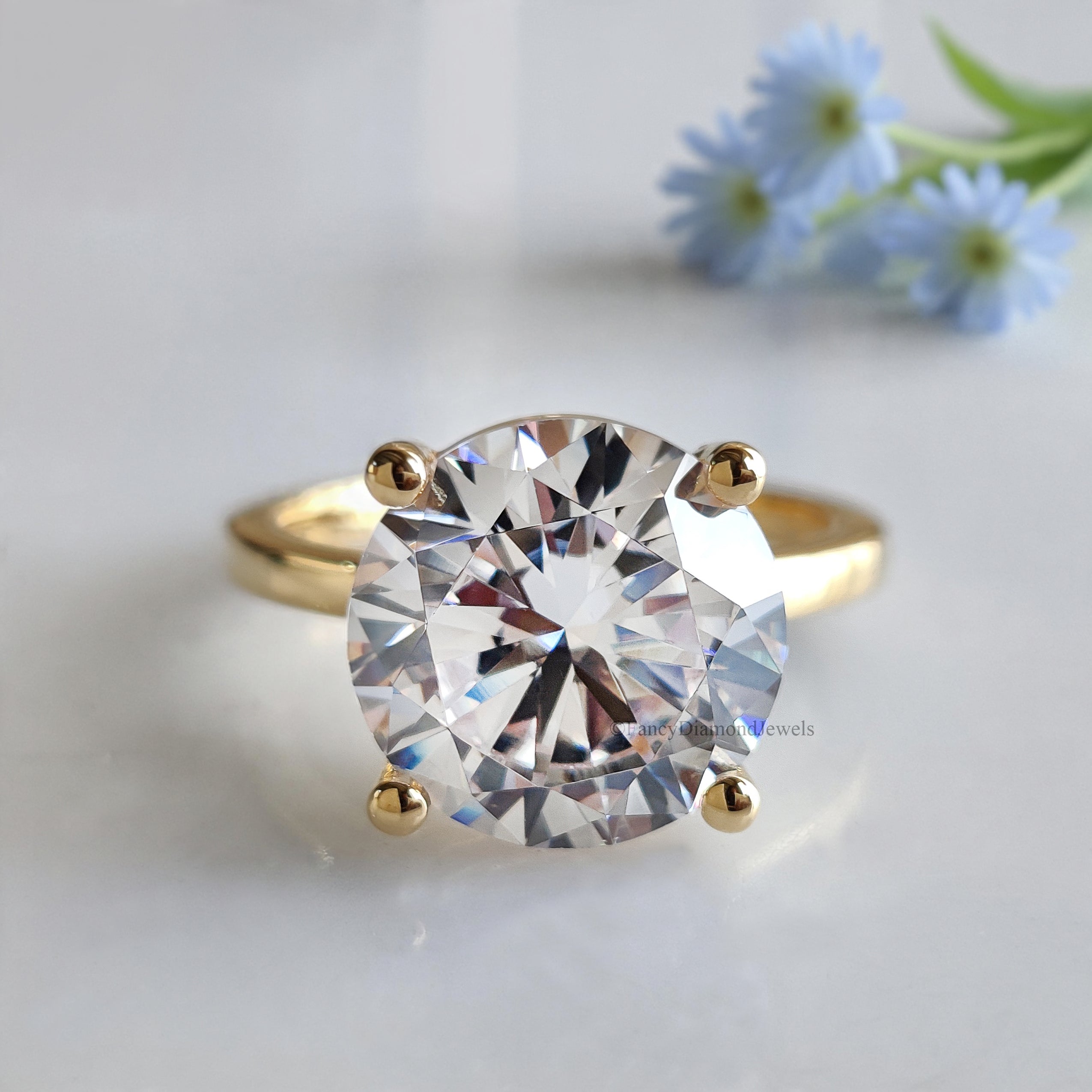 Round Diamond engagement ring 11mm 10mm 9mm 8mm 7mm stone ring Solitaire Silver Promise ring Diamond ring Simulant ring Gift for her FD164
