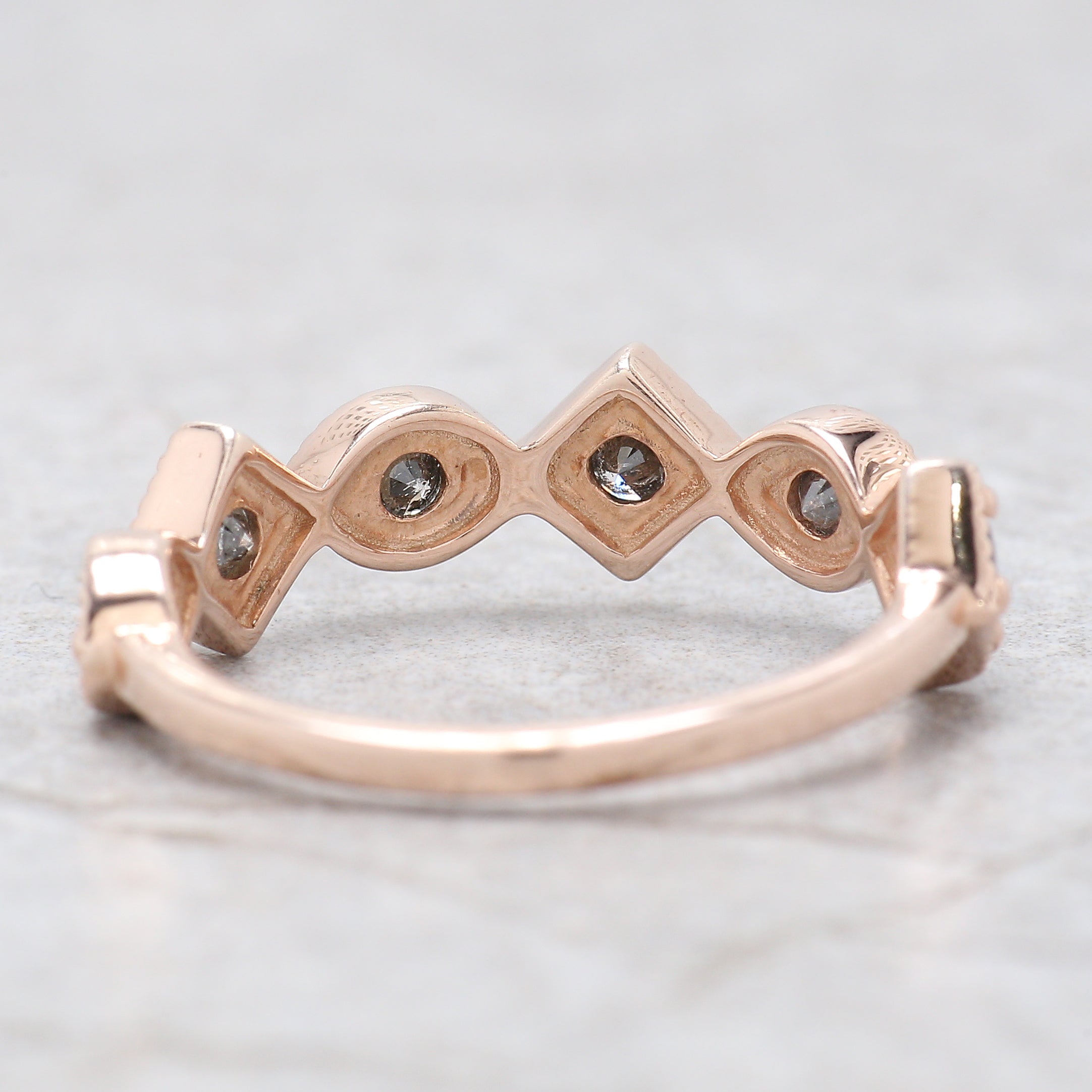 Round Cut Salt And Pepper Diamond Ring 0.81 Ct 3.30 MM Round Diamond Ring 14K Solid Rose Gold Silver Engagement Ring Gift For Her QL1386
