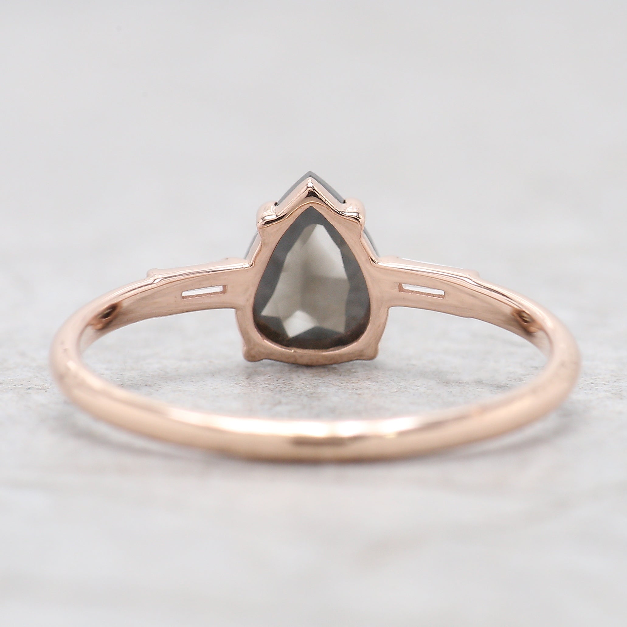 Pear Cut Black Color Diamond Ring 0.72 Ct 7.05 MM Pear Brown Diamond Ring 14K Solid Rose Gold Silver Pear Engagement Ring Gift For Her QN124