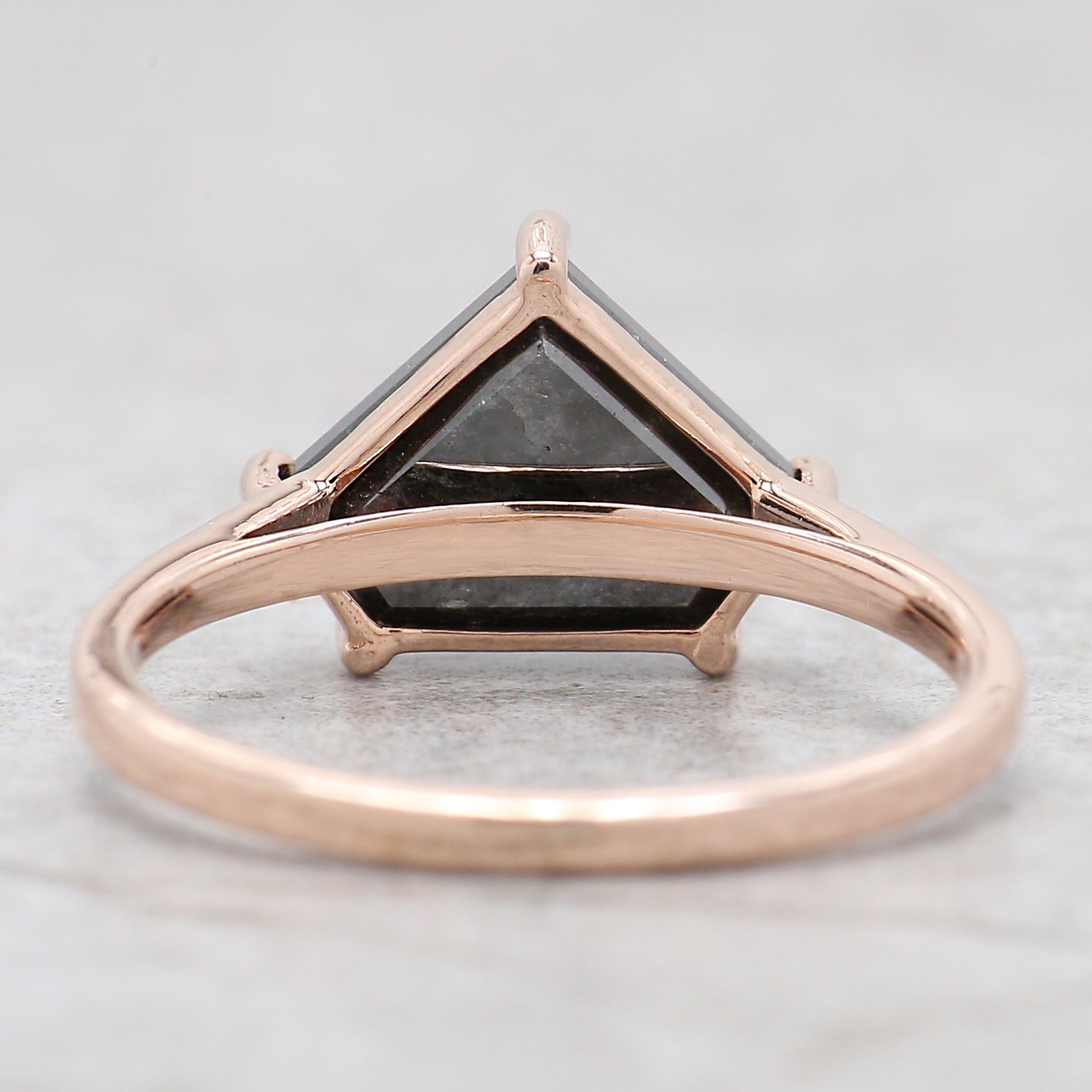 3.03 Ct Natural Shield Cut Salt And Pepper Diamond Ring 8.20 MM Shield Shape Diamond Ring 14K Solid Rose Gold Silver Engagement Ring QL1117