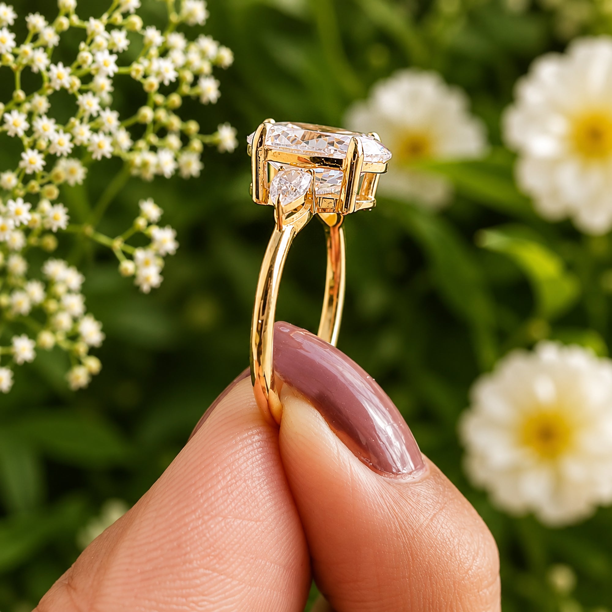 Oval Cut Engagement Ring With Pear Side Stone, Three Stone CZ Wedding Ring, Travel Ring, Classic Promise Ring, Dainty Anniversary Gift FD575
