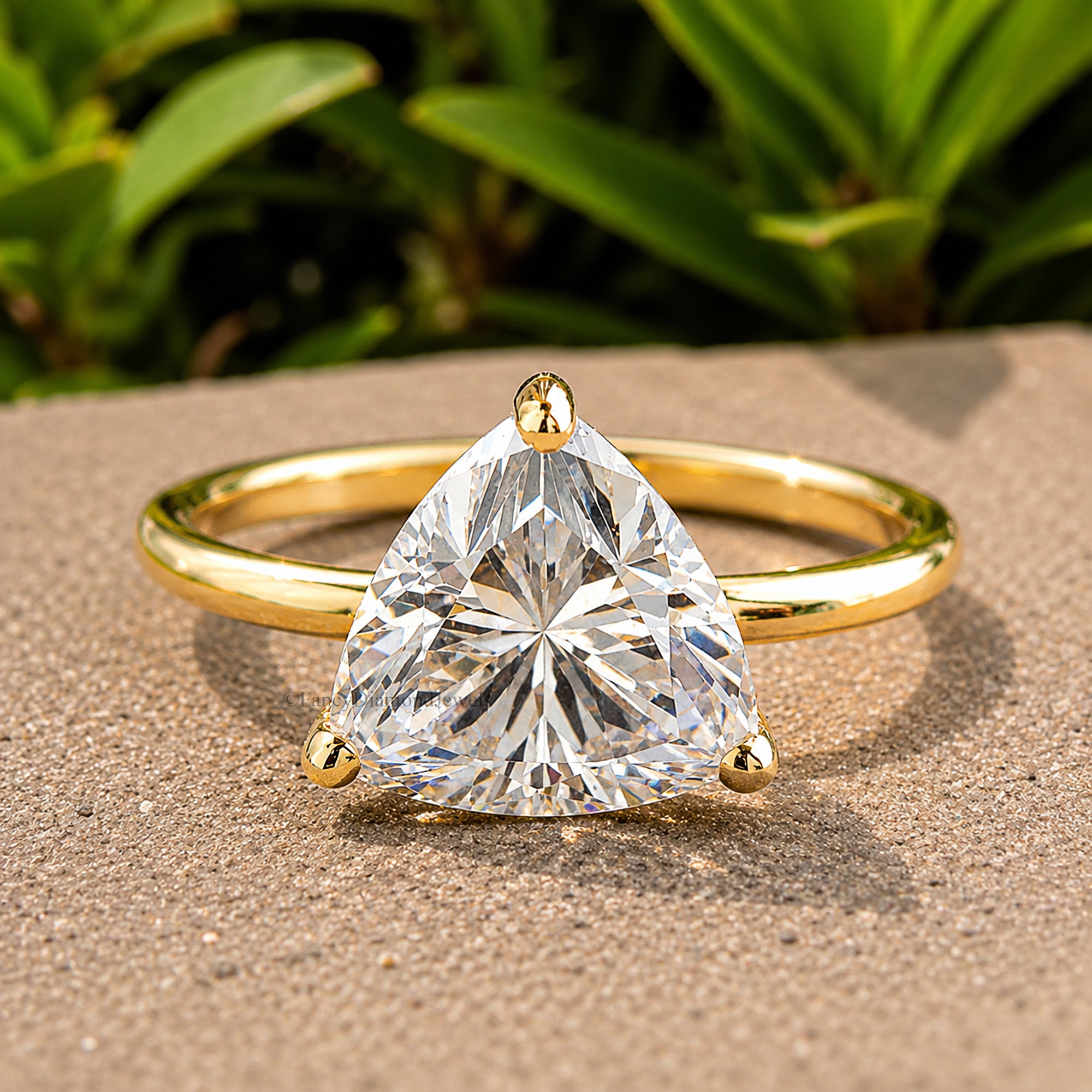 Trillion Cut Engagement ring 6mm 7mm 8mm 9mm 10mm Stone Ring Silver Promise Ring Triangle Shape Diamond Solitaire Ring Gift For Her FD439