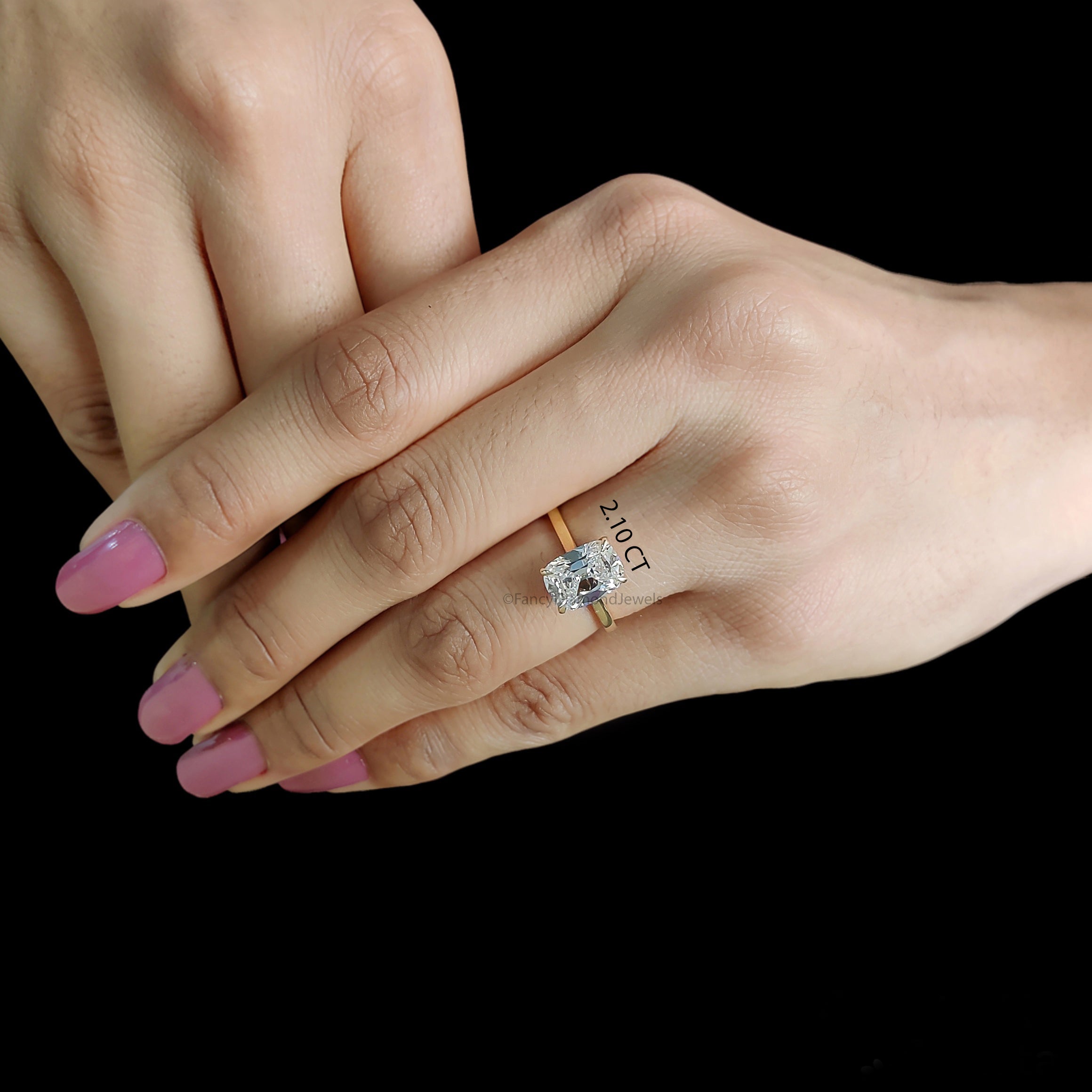 Old Mine Cushion Cut Diamond Solitaire Engagement Ring, Lab Grown Diamond Wedding Ring, Cushion Diamond Ring, Anniversary Gift for Her FD558