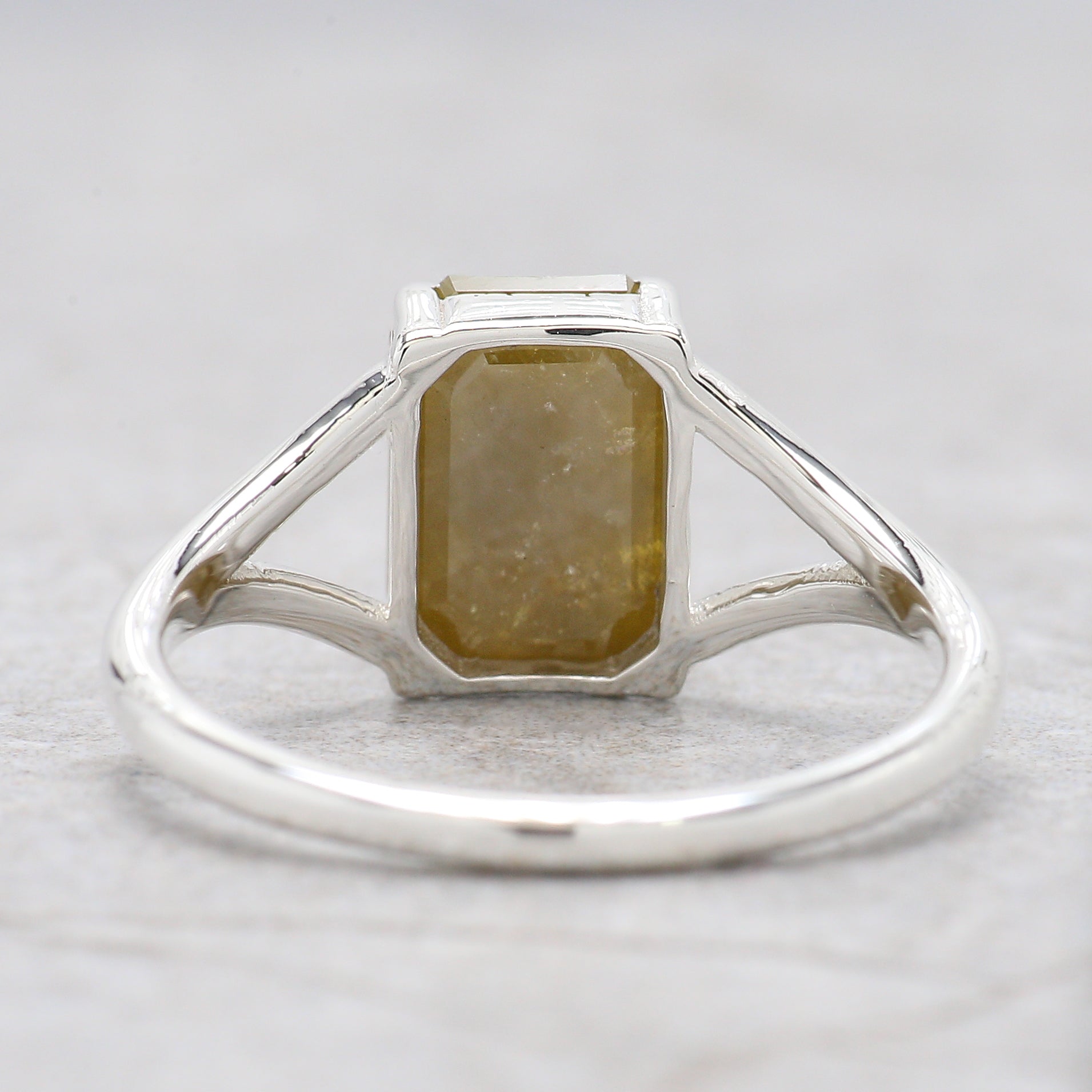 Emerald Cut Yellow Color Diamond Ring 2.77 Ct 8.90 MM Emerald Diamond Ring 14K Solid Rose Gold Silver Engagement Ring Gift For Her QN153