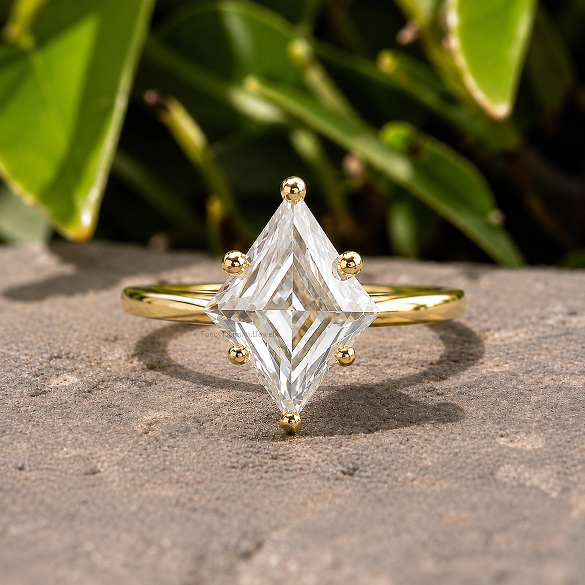Kite Cut Engagement Ring 9mm 10mm 11mm 12mm 13mm Stone Ring Silver Promise Ring Six Prong Ring Solitaire Simulant Ring Gift For Her FD310
