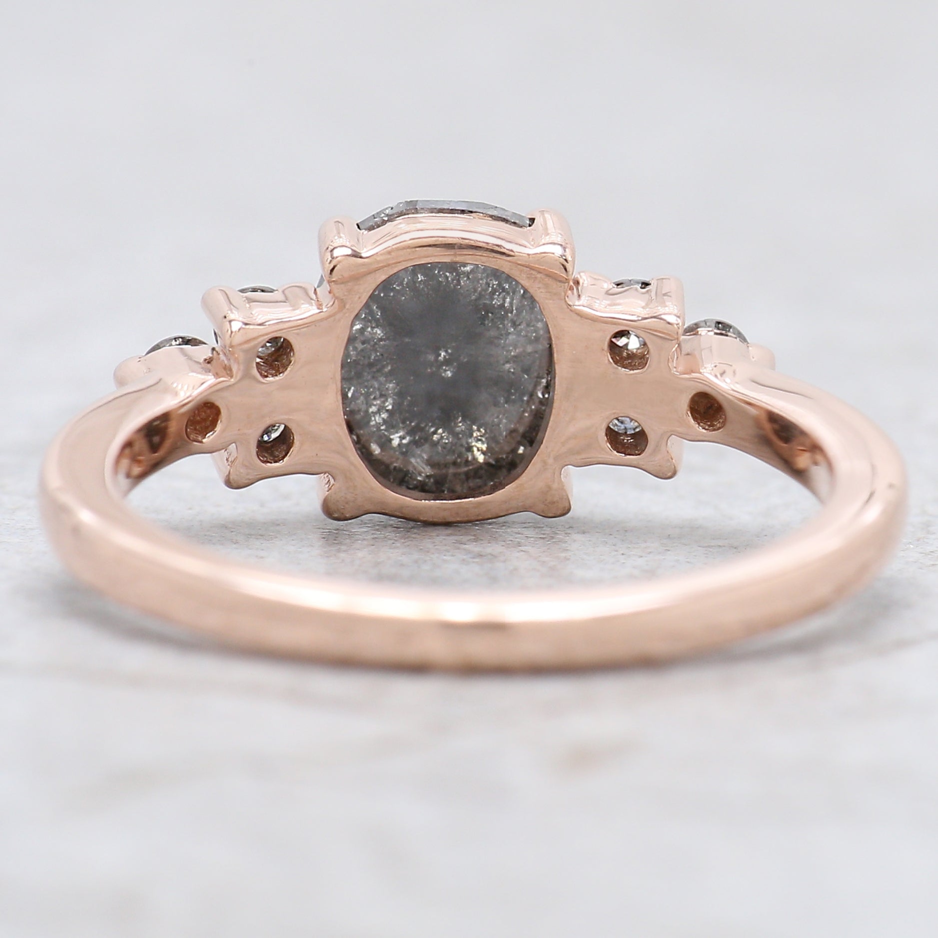 Oval Cut Salt And Pepper Diamond Ring 1.27 Ct 7.55 MM Oval Diamond Ring 14K Solid Rose Gold Silver Oval Engagement Ring Gift For Her QN9431