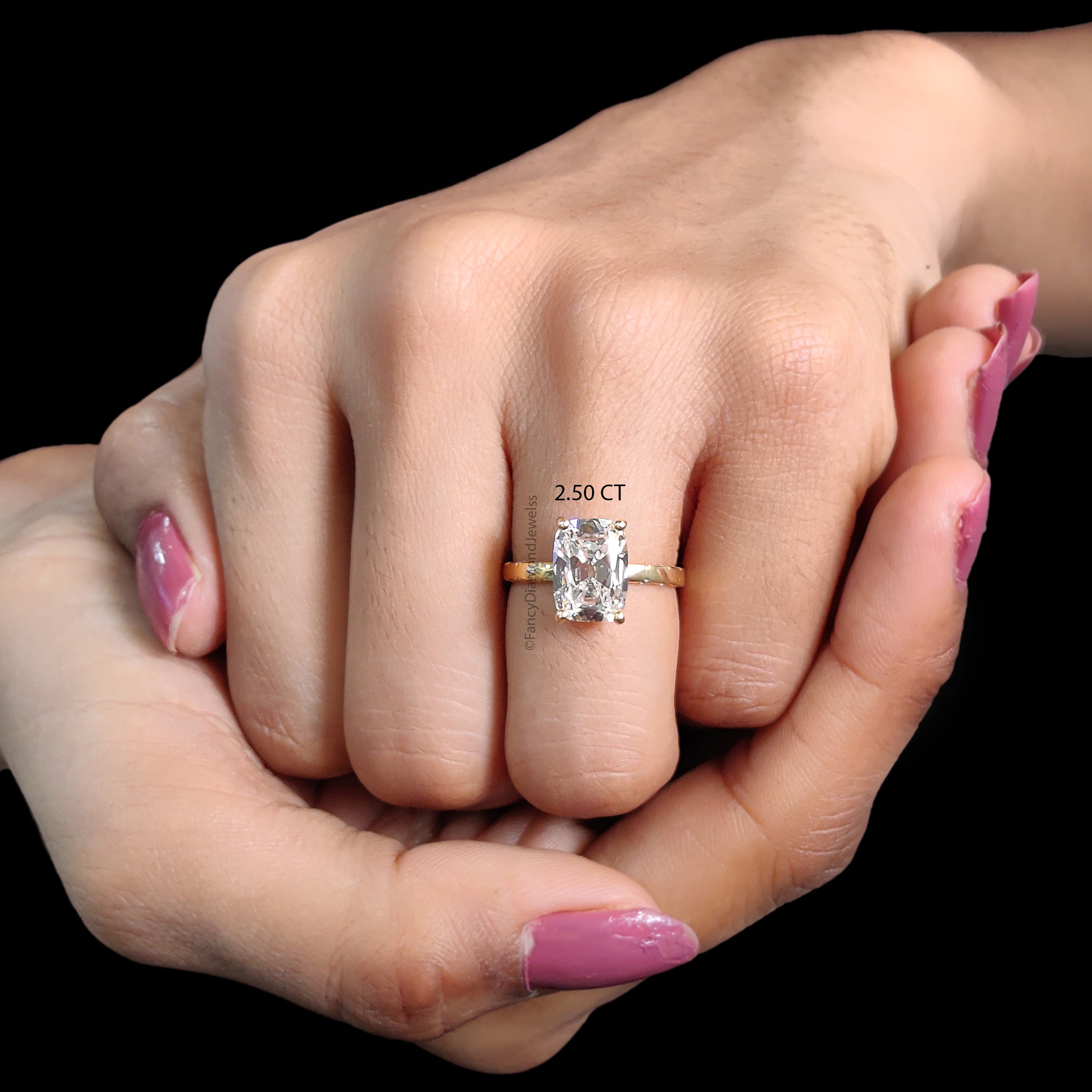 Elongated Cushion Old Mine Cut Lab Grown Diamond Ring, Vintage Style Hidden Halo Engagement Ring, Wedding & Anniversary Gift For Her FD555