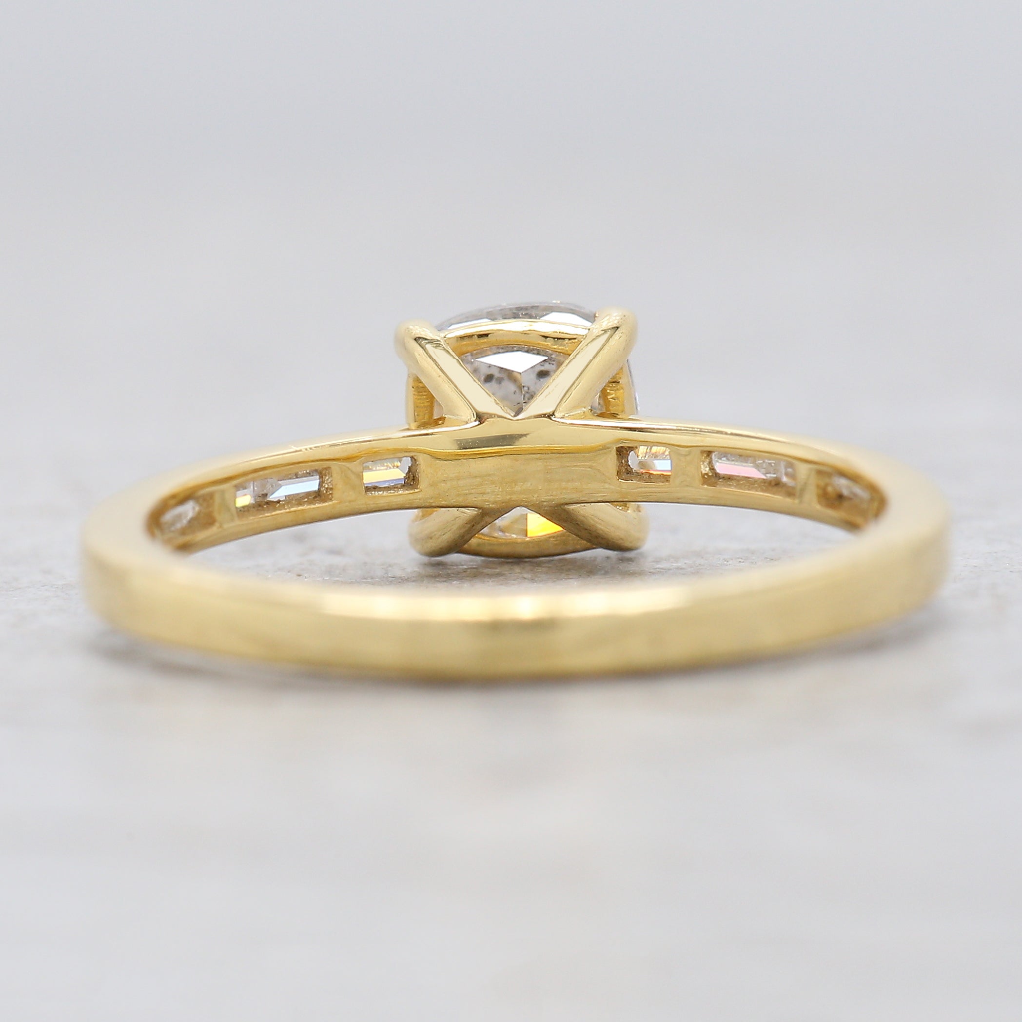 Cushion White-F Color Diamond Ring 1.02 Ct 5.78 MM Cushion Diamond Wedding Ring Baguette Diamond Ring Engagement Ring Gift For Her KDL2663