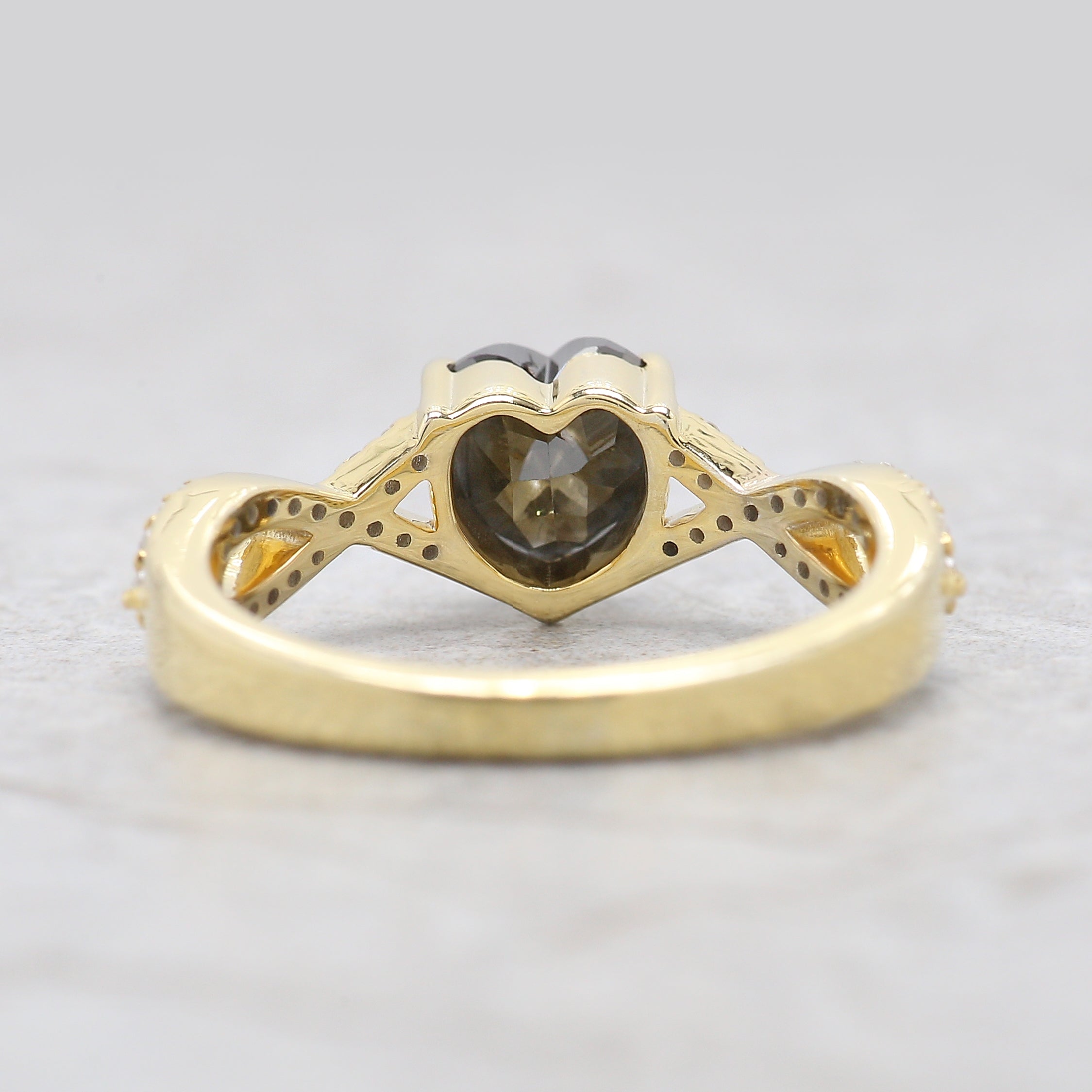 Heart Cut Salt And Pepper Diamond Ring 1.21 Ct 6.00 MM Heart Diamond Ring 14K Solid Yellow Gold Silver Engagement Ring Gift For Her KDN7541