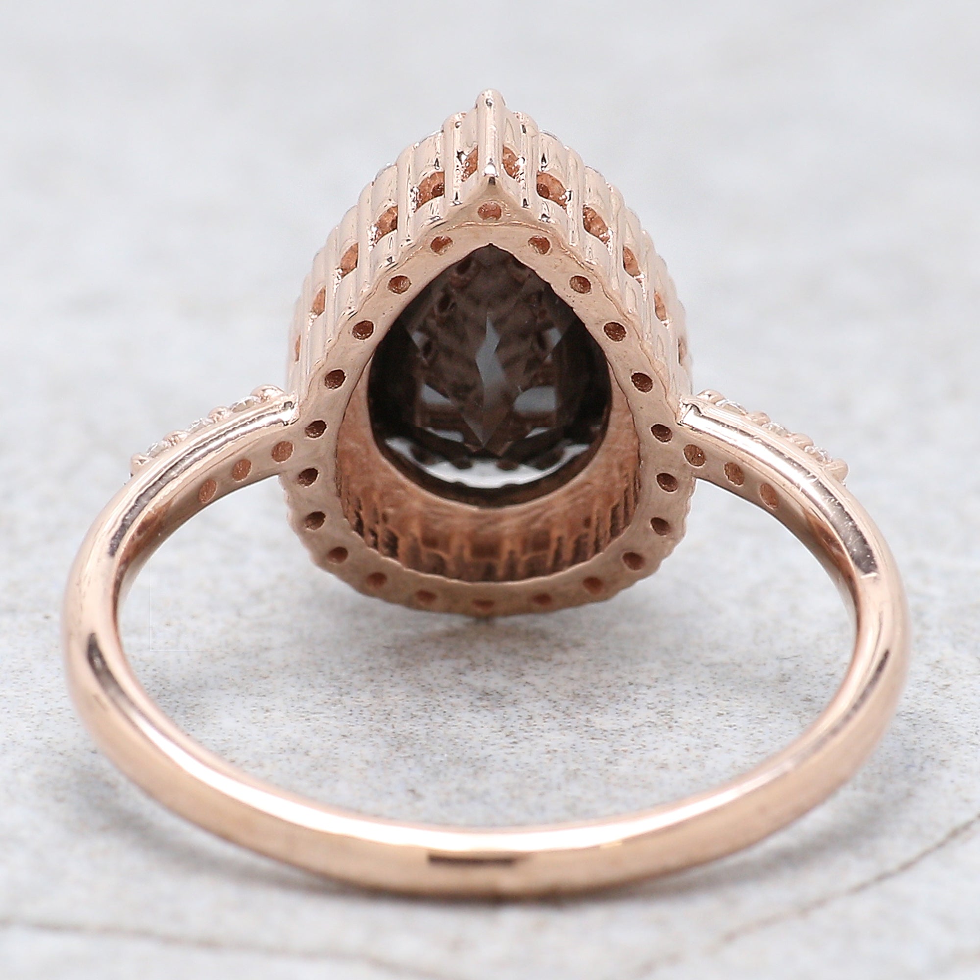 Pear Cut Black Color Diamond Ring 1.97 Ct 9.65 MM Pear Shape Diamond Ring 14K Solid Rose Gold Silver Pear Engagement Ring Gift For Her QN1542