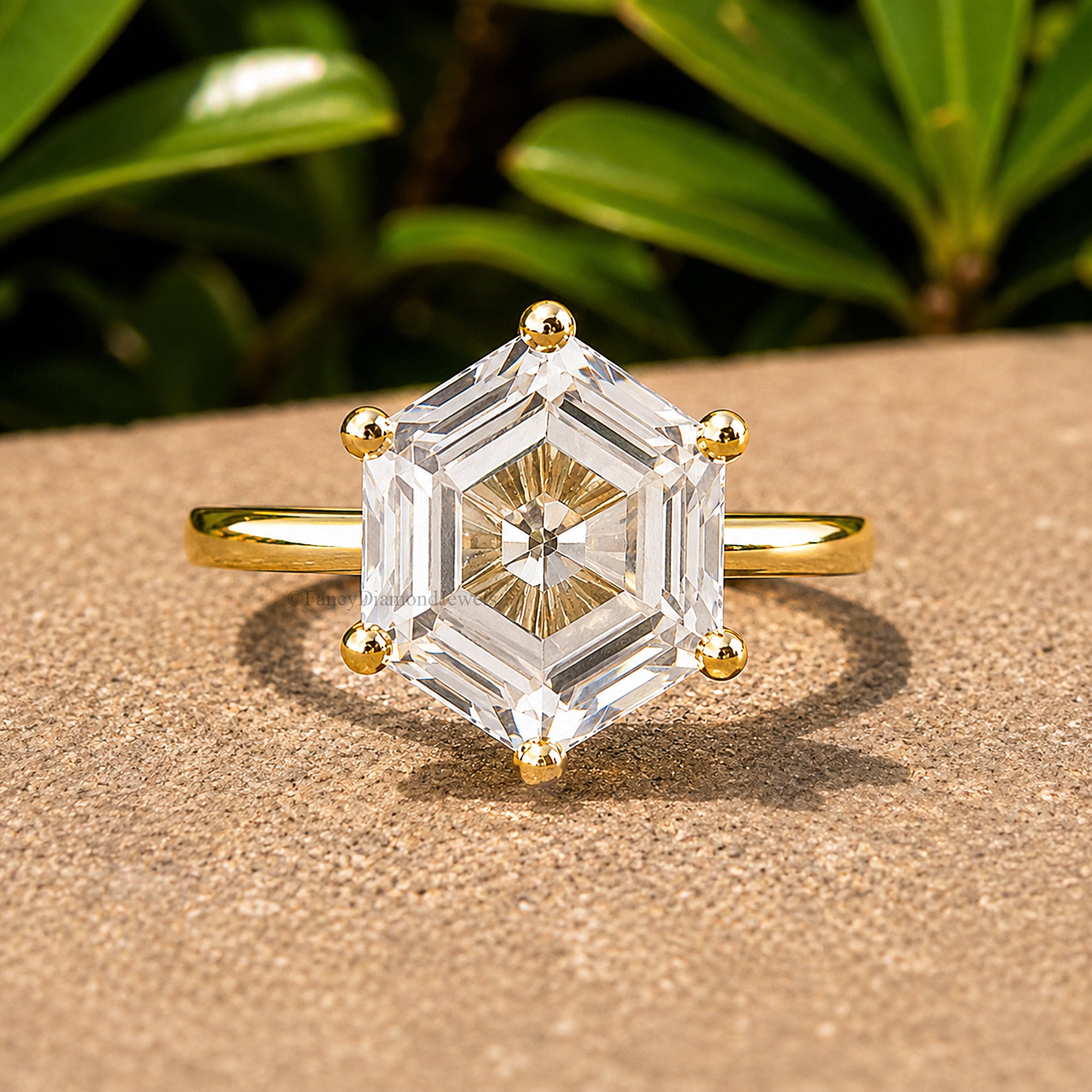 Hexagon Cut Engagement ring 7mm 8mm 9mm 10mm 11mm Stone Ring Silver Promise Ring Hexagon Cut Diamond Solitaire Ring Gift For Her FD286