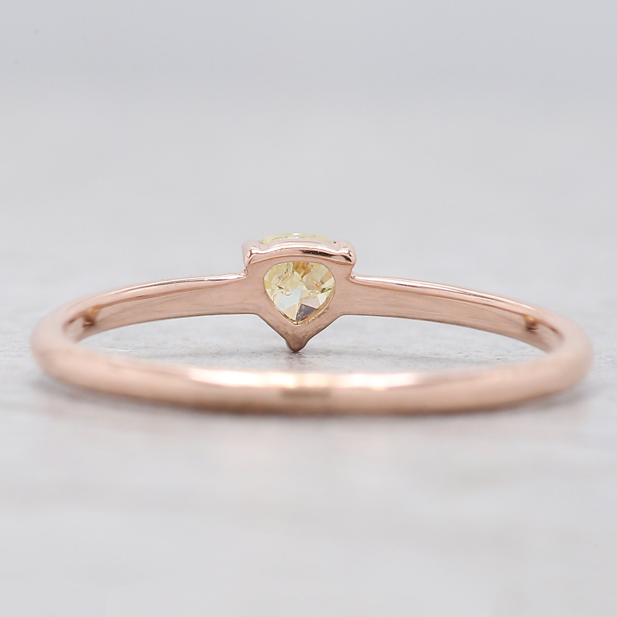Heart Cut Yellow Color Diamond Ring 0.19 Ct 3.50 MM Heart Shape Diamond Ring 14K Solid Rose Gold Silver Engagement Ring Gift For Her QN8175
