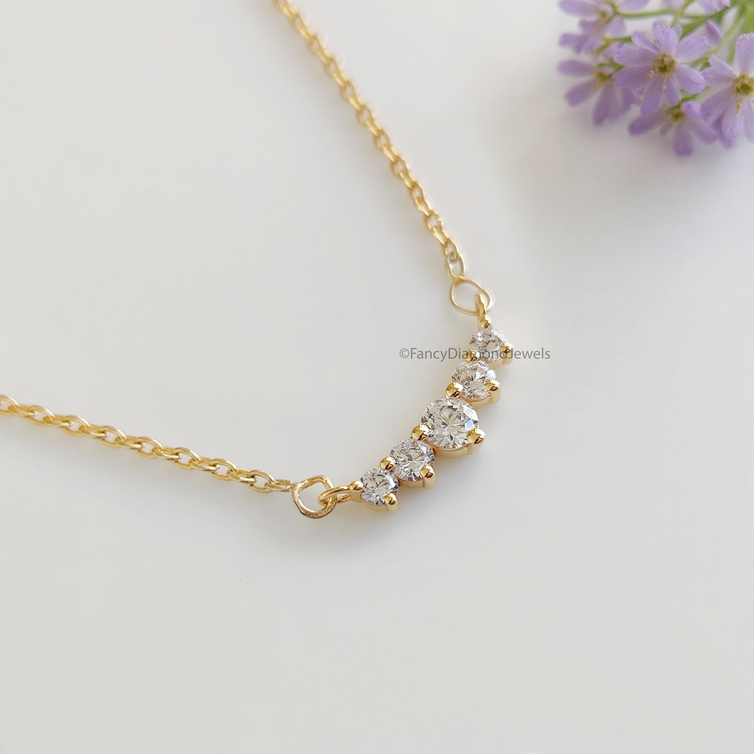 Round Brilliant Cut Moissanite Diamond Pendant Unique Diamond Pendant Round Brilliant Cut Diamond Pendant Dangling Diamond Pendant KD1003
