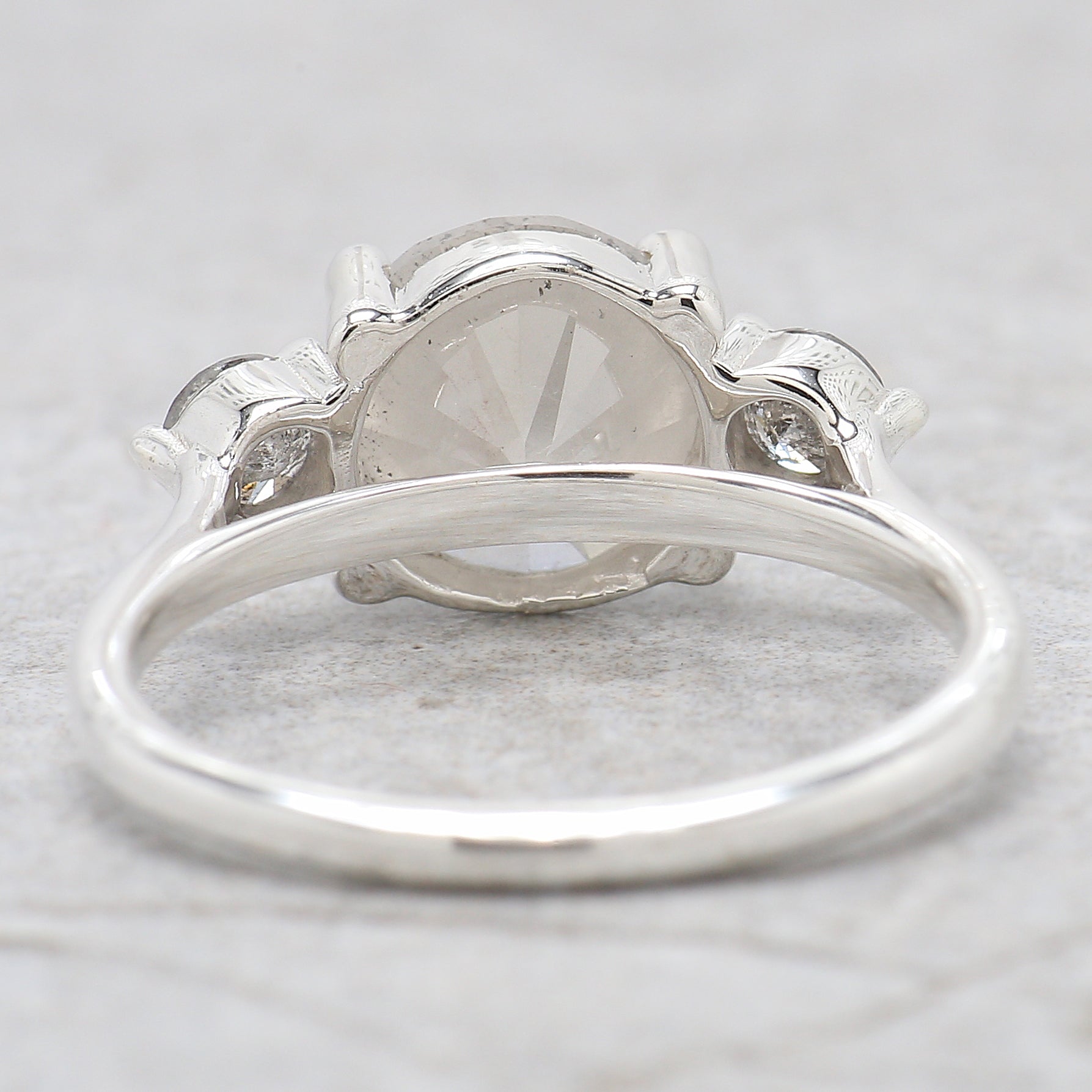 Round Cut Salt And Pepper Diamond Ring 2.56 Ct 8.21 MM Round Diamond Ring 14K Solid White Gold Silver Engagement Ring Gift For Her QL2517