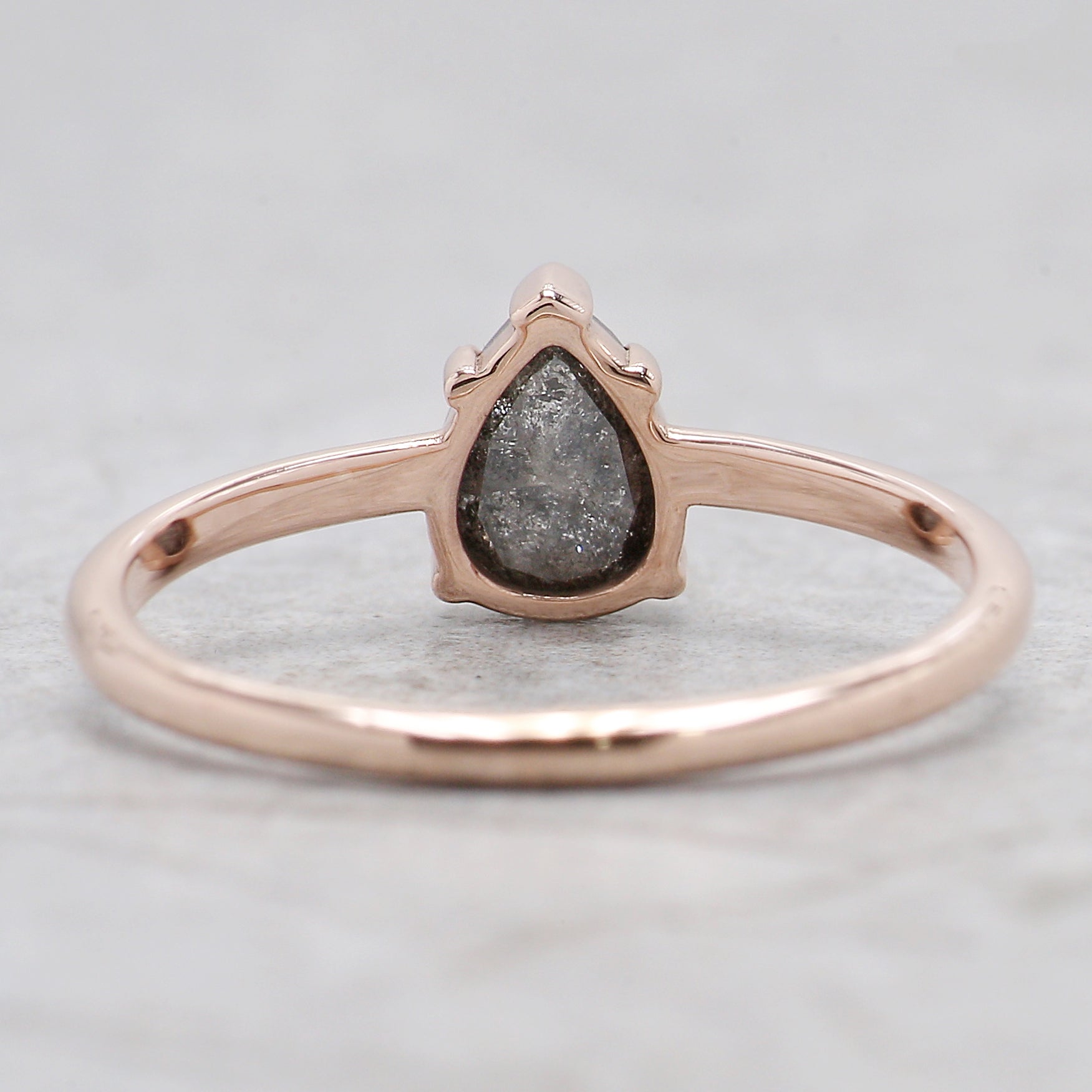 Pear Cut Salt And Pepper Diamond Ring 0.81 Ct 6.70 MM Pear Cut Diamond Ring 14K Solid Rose Gold Silver Engagement Ring Gift For Her KDL3352