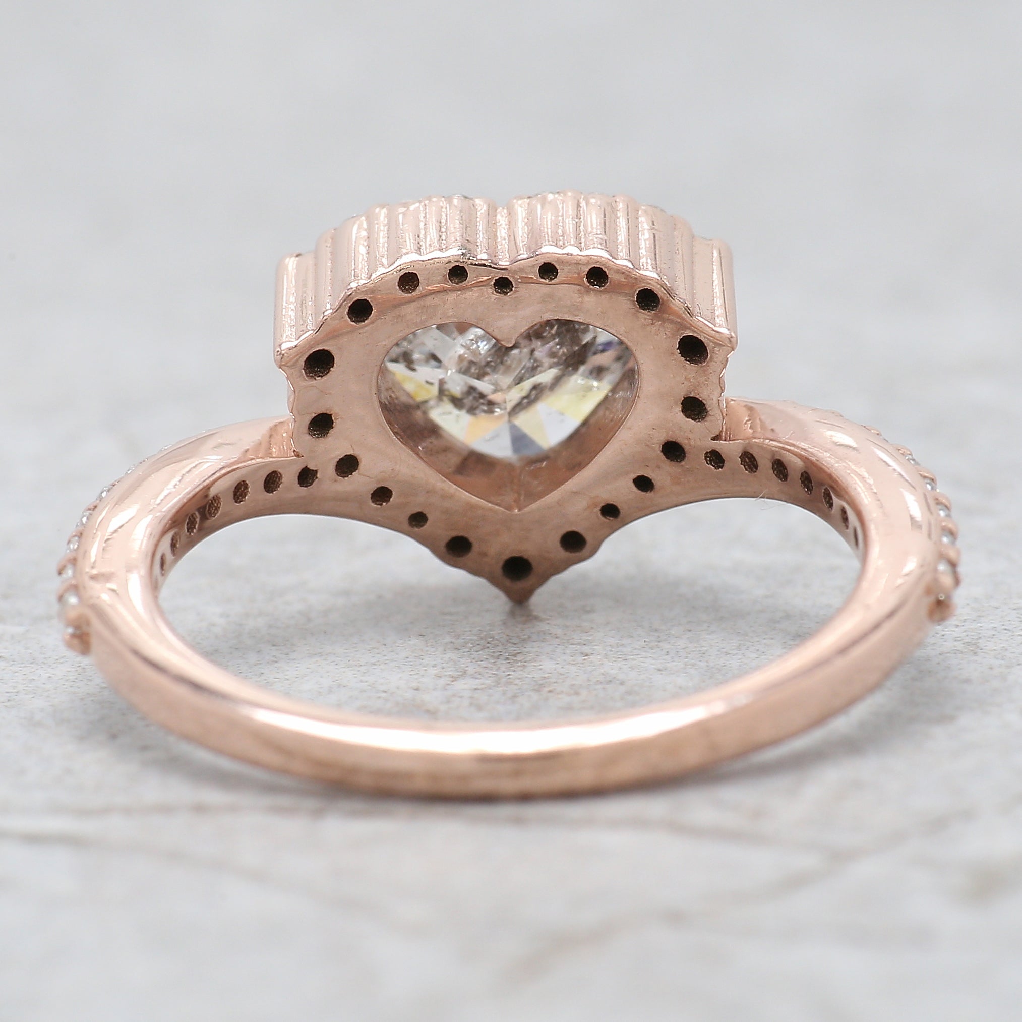 Heart Salt And Pepper Diamond Ring 1.44 Ct 6.38 MM Heart Shape Diamond Ring 14K Solid Rose Gold Silver Engagement Ring Gift For Her QL2629