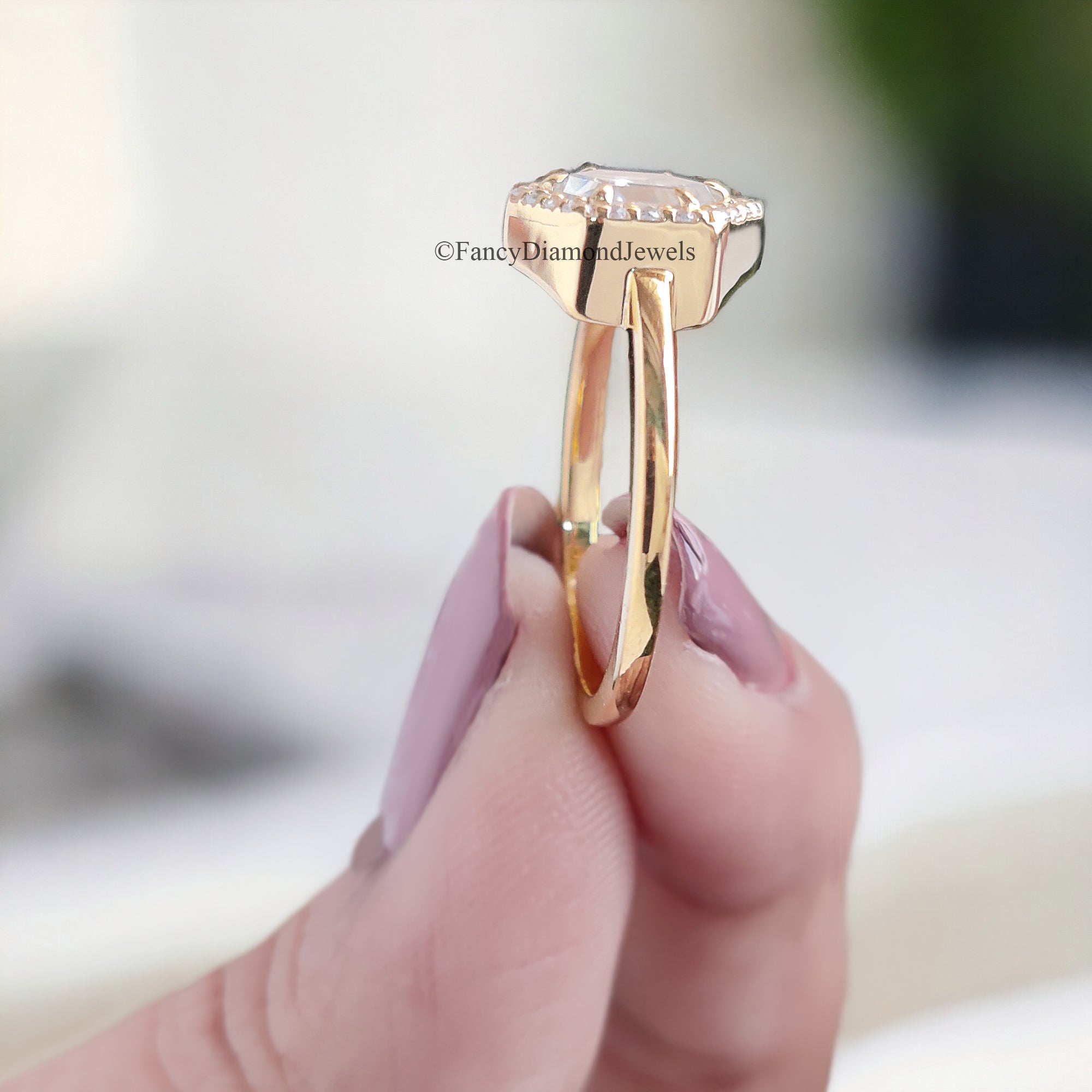 1.00 CT Hexagon And Round Cut Colorless Moissanite Halo Engagement Ring Prong Set Wedding Ring Cathedral Ring Anniversary Gift Ring FD84
