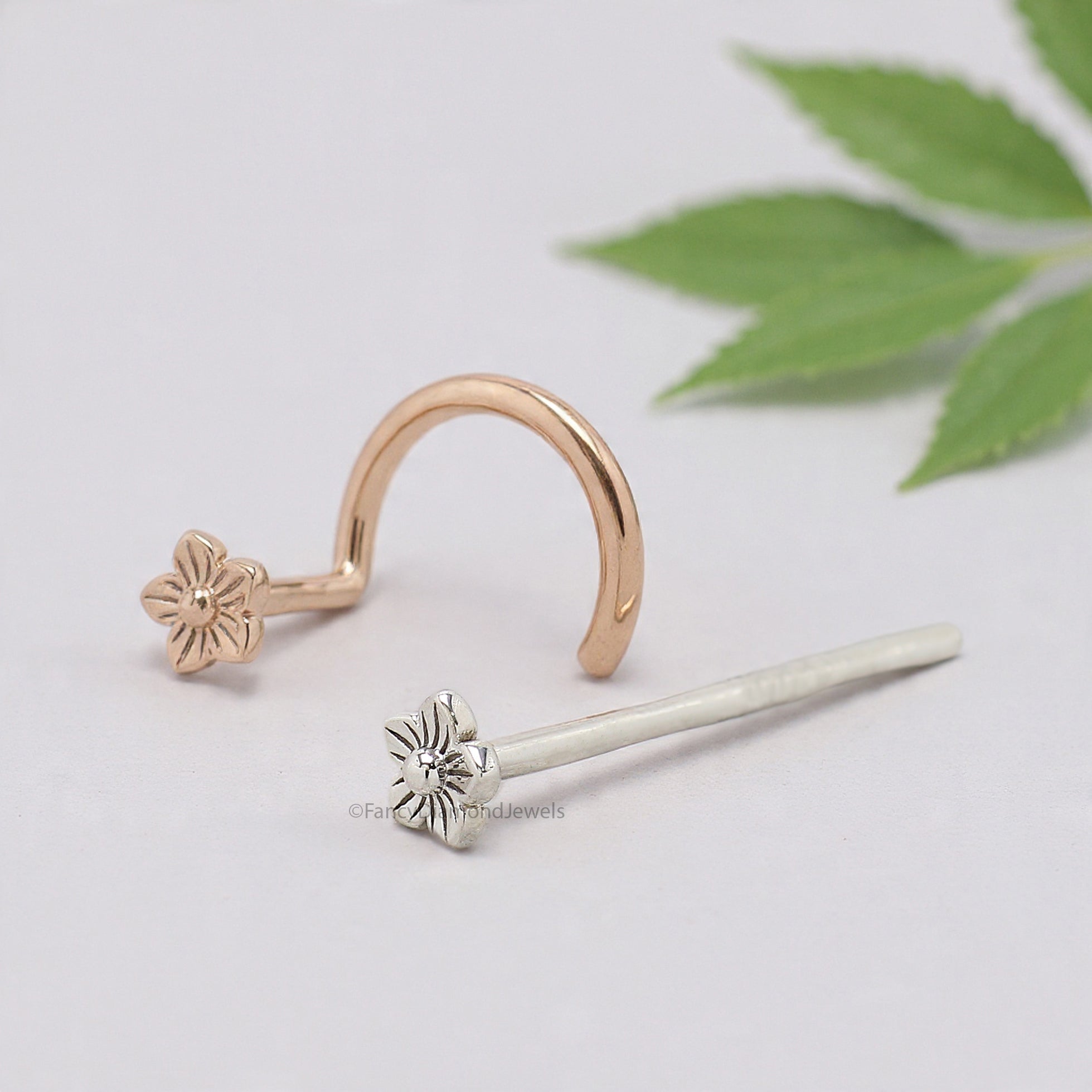 Flower Nose Stud Unique Nose Ring Flower Nose Piercing Gold Rose Gold Sterling Silver Nose Stud Small Tiny Nose Ring FD484