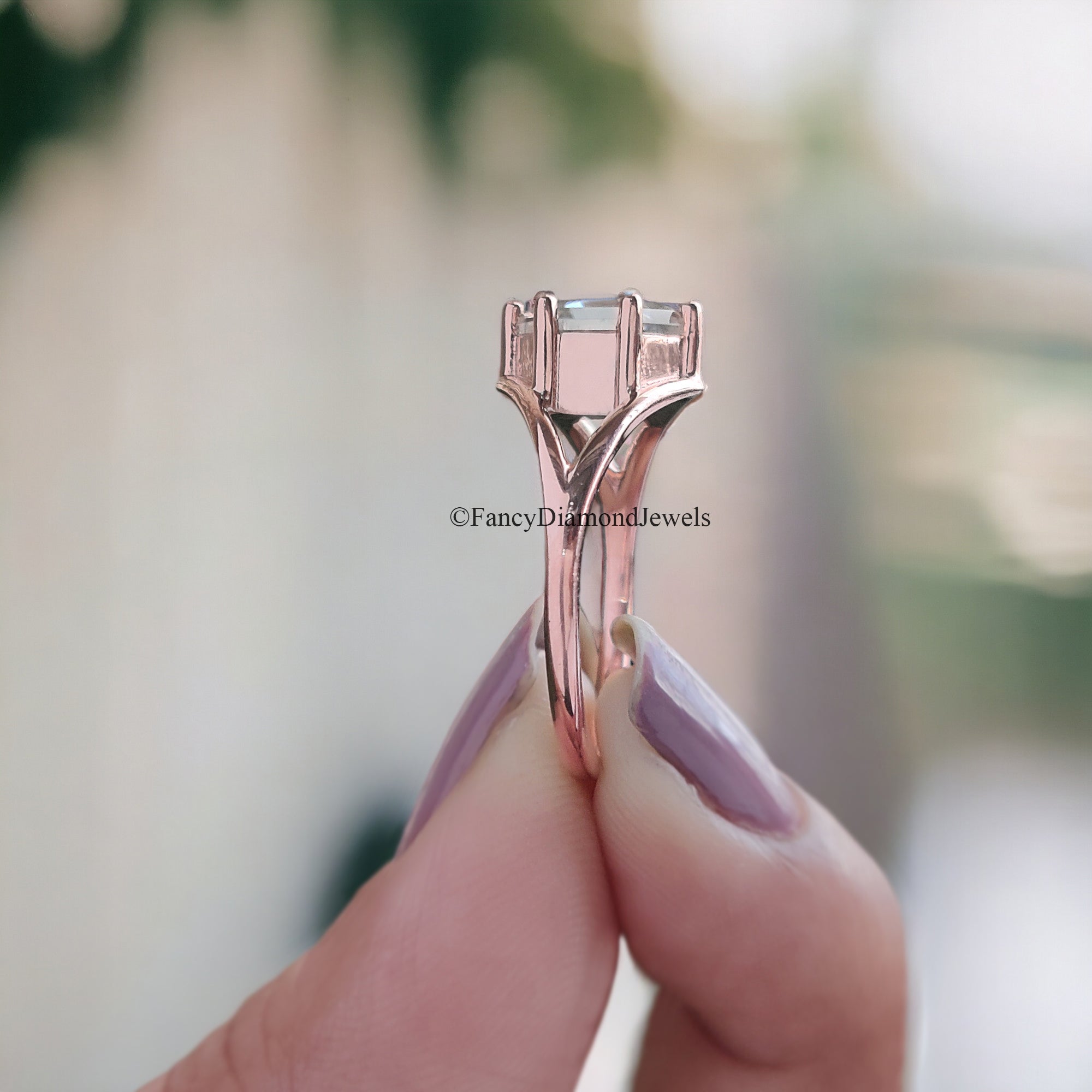 1.65 CT Hexagon Step Cut Colorless Moissanite Engagement Ring Six Round Prongs Solid Gold Wedding Ring Vintage Style Solitaire Ring FD91
