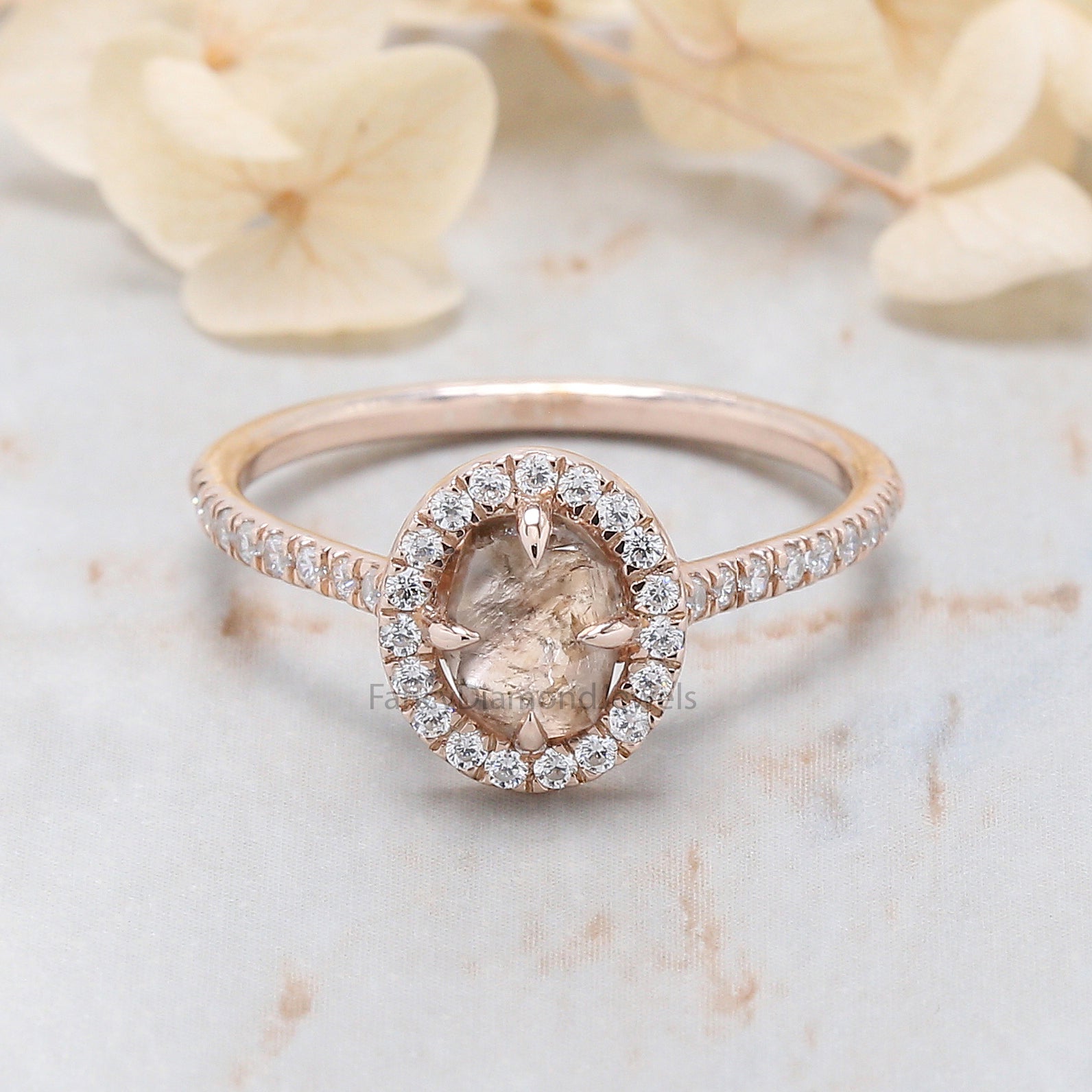 Rough Brown Color Diamond Ring 1.15 Ct 6.40 MM Uncut Rough Diamond Ring 14K Solid Rose Gold Silver Engagement Ring Gift For Her QN2526