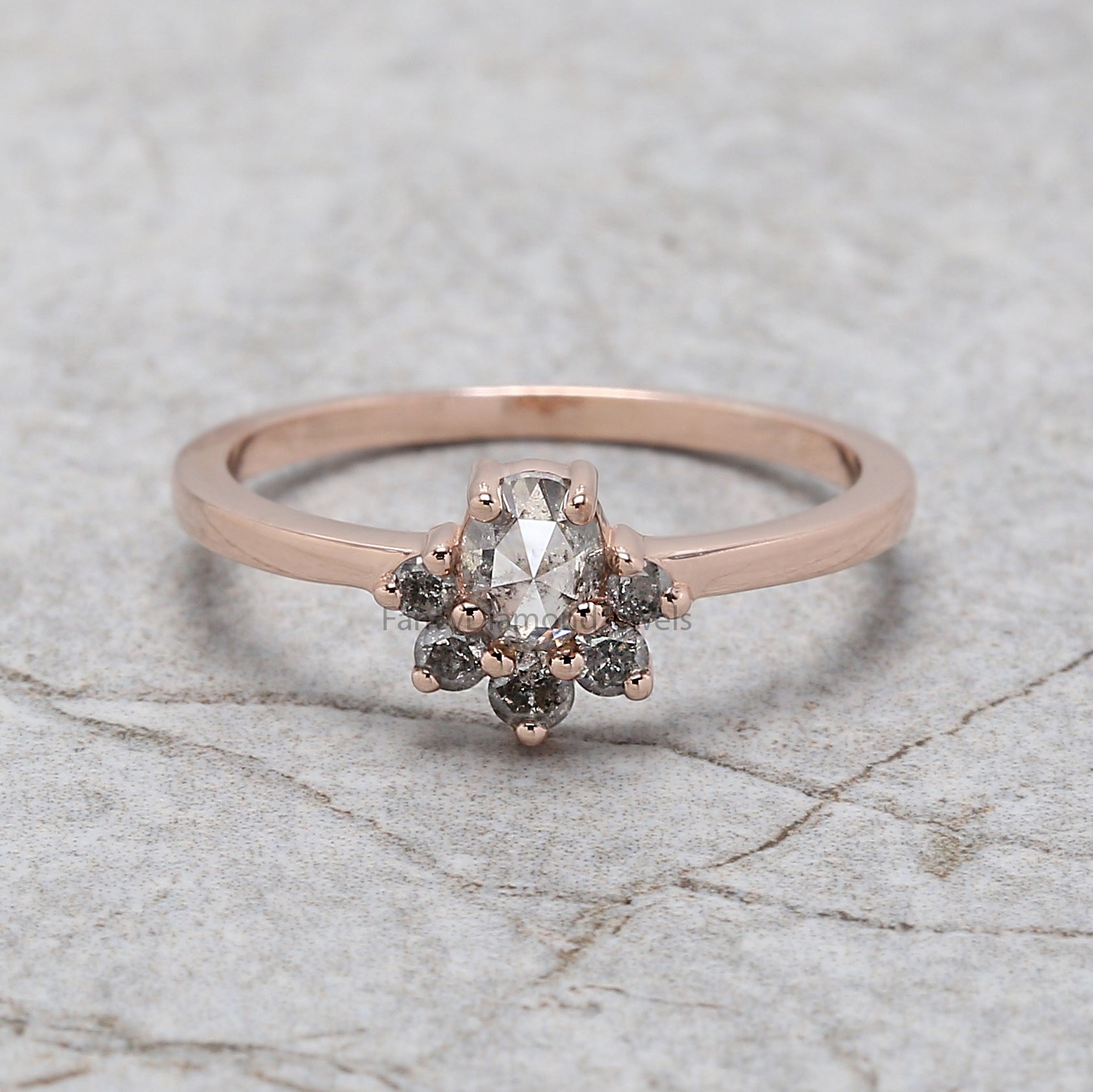 Oval Salt And Pepper Diamond Ring, Salt And Pepper Oval Diamond Engagement Ring, Oval Diamond Ring, Oval Cut Ring, Oval Shape Ring, KD1146