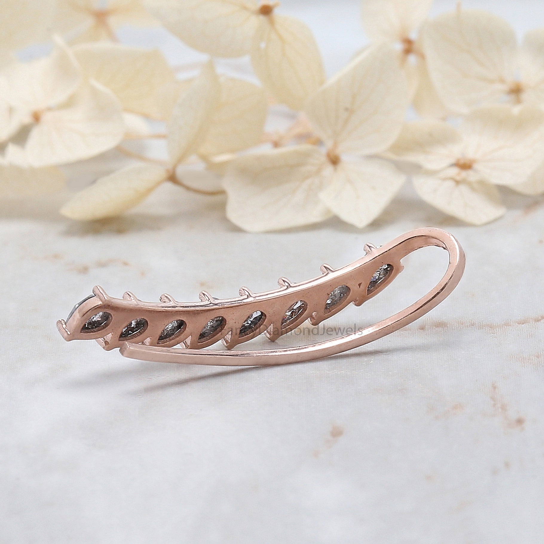 Ear Cuff Earrings, Ear Wraps, Earring Cuffs, Pear Diamond Ear Cuff, No Piercing Ear Cuff, 14K Gold Diamond Ear Cuff, Gold Ear Wrap KDK2404