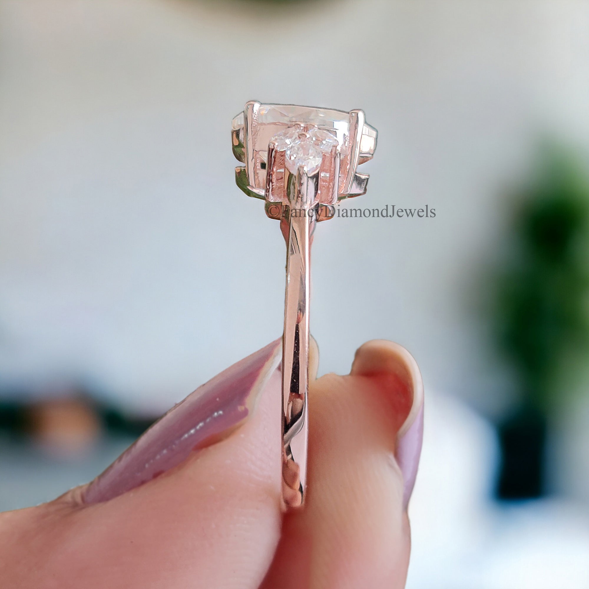 Pear shaped Moissanite Engagement ring 1.80 CTW Vintage Unique Solid Gold Marquise Diamond wedding ring Bridal Promise gift for woman FD34