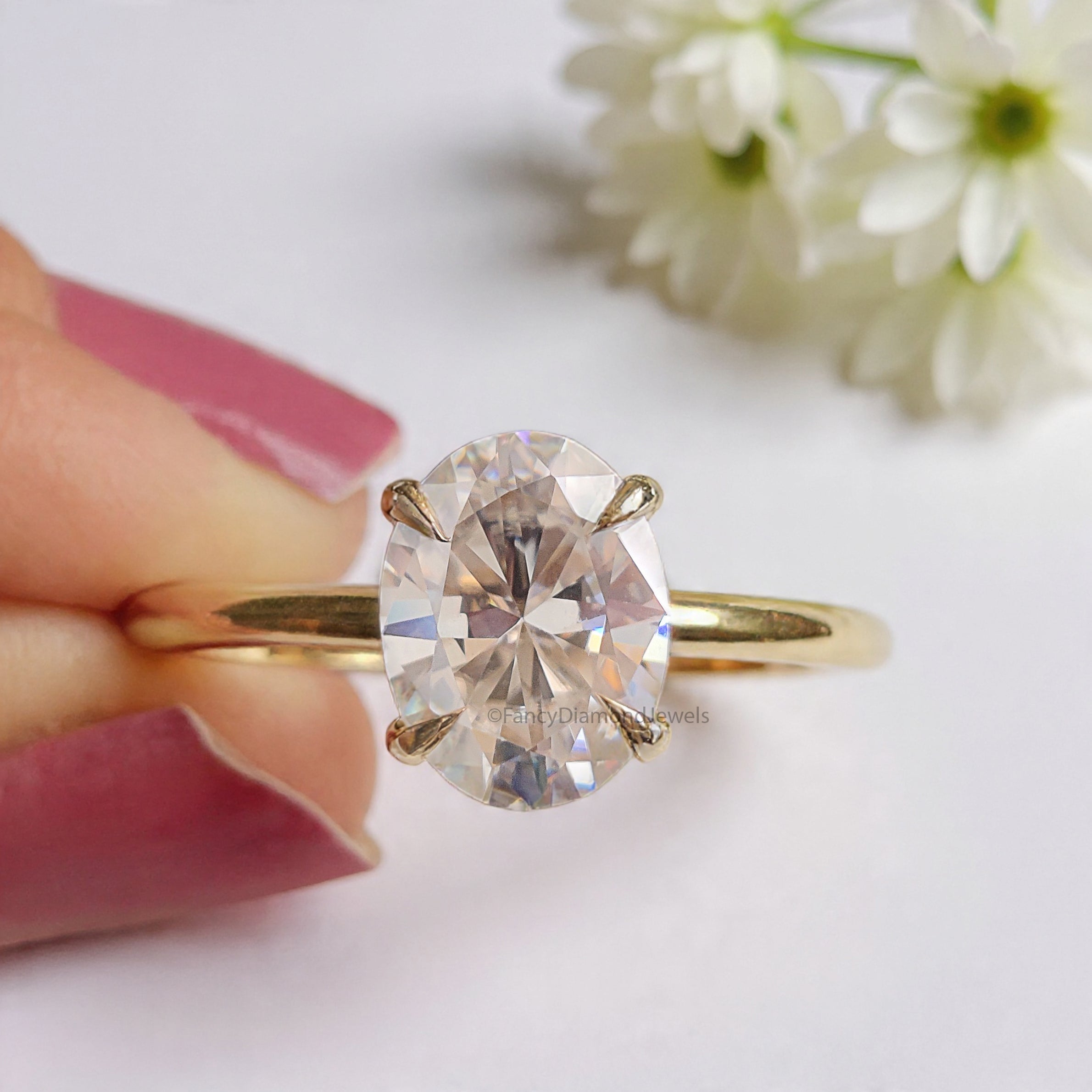 1.05 CT Oval Diamond Lab Grown Diamond Engagement Ring Set Wedding Set Bridal Rings for Her Matching Wedding Band Oval Diamond Ring FD473