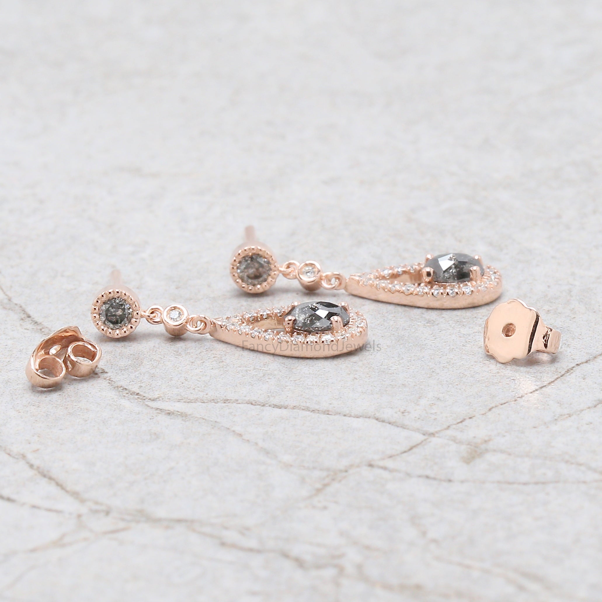 Oval Salt And Pepper Diamond Earring, Oval Shape Earring, Oval Cut Earring, Engagement Earring, Earlobe Earrings, Earrings Jewelry, KDL2772