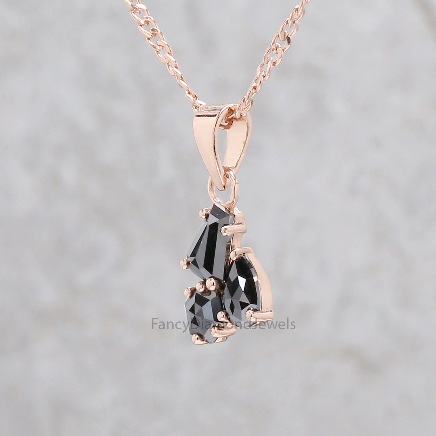 Mix Shape Black Diamond Pendant, Unique Diamond Pendant, Black Diamond Pendant, Dangling Diamond Pendant, Mix Shape Diamond Pendant KDN2266