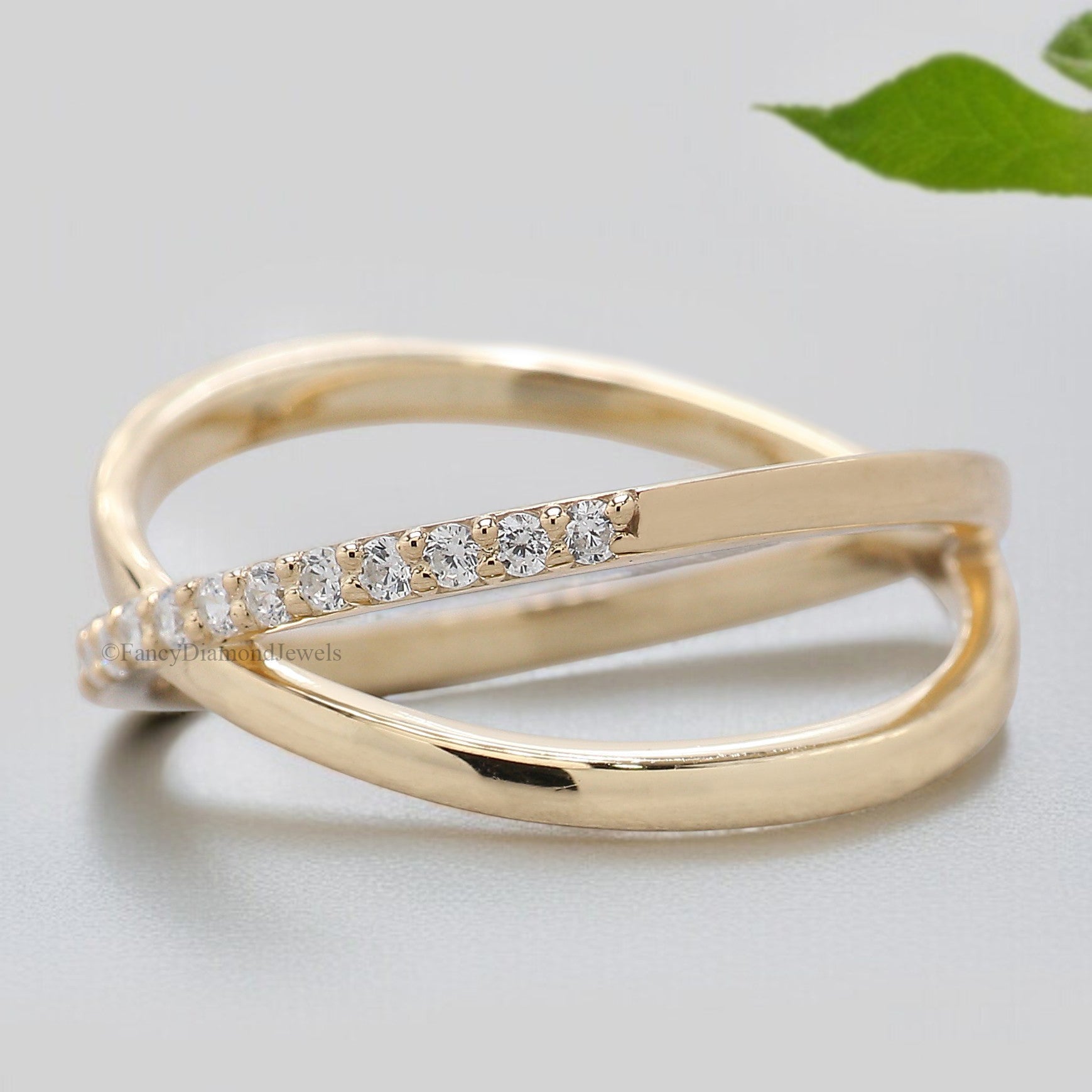 Natural Round Diamond Cross Ring Silver/10K/14K/18K Band 0.17 CT Diamond Crossed Yellow Gold Diamond Anniversary Ring Gift For Her FD461