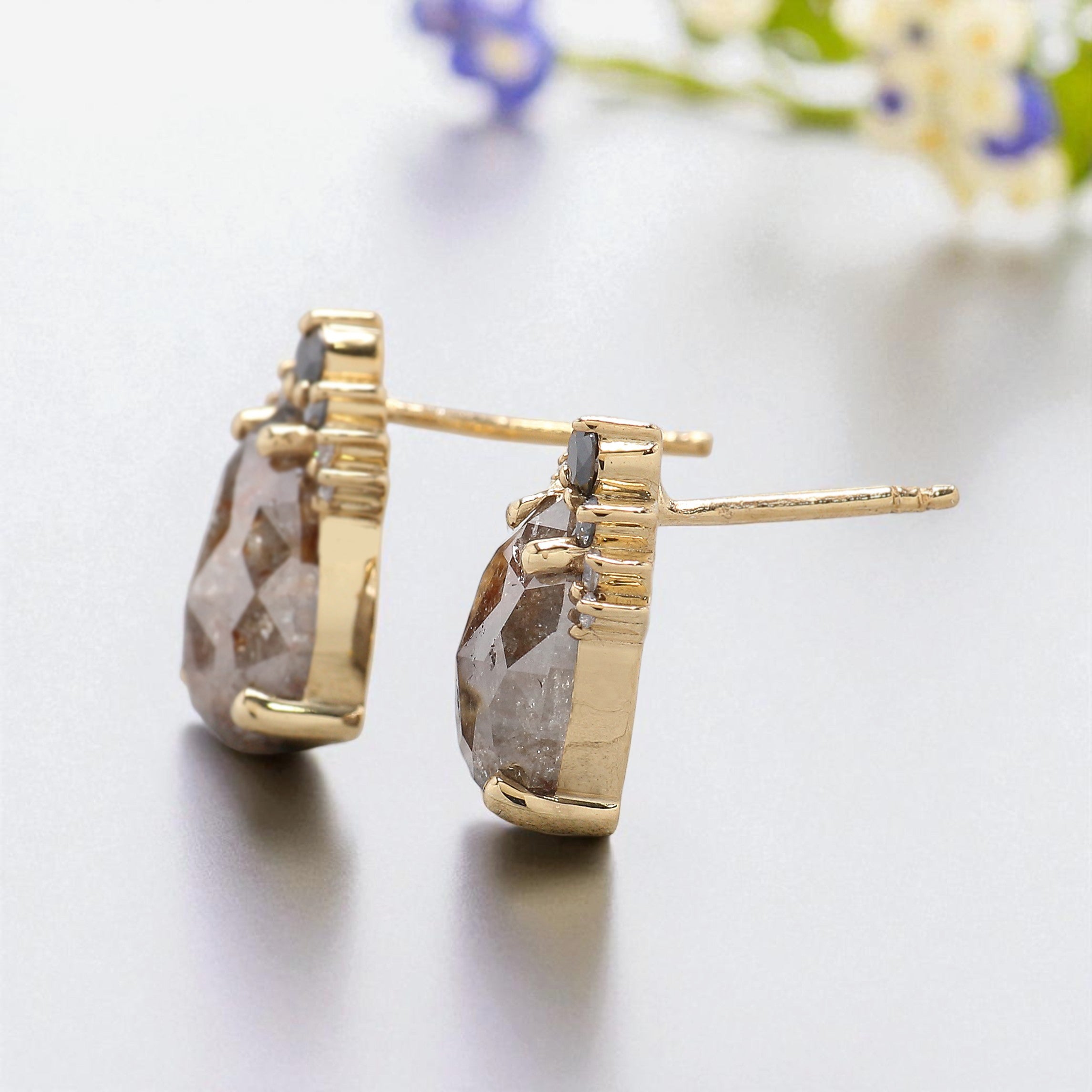 Pear Cut Brown Color Diamond Earring 3.93 Ct 9.85 MM Pear Diamond Earring 14K Solid Rose Gold Silver Engagement Earring Gift For Her QL6618