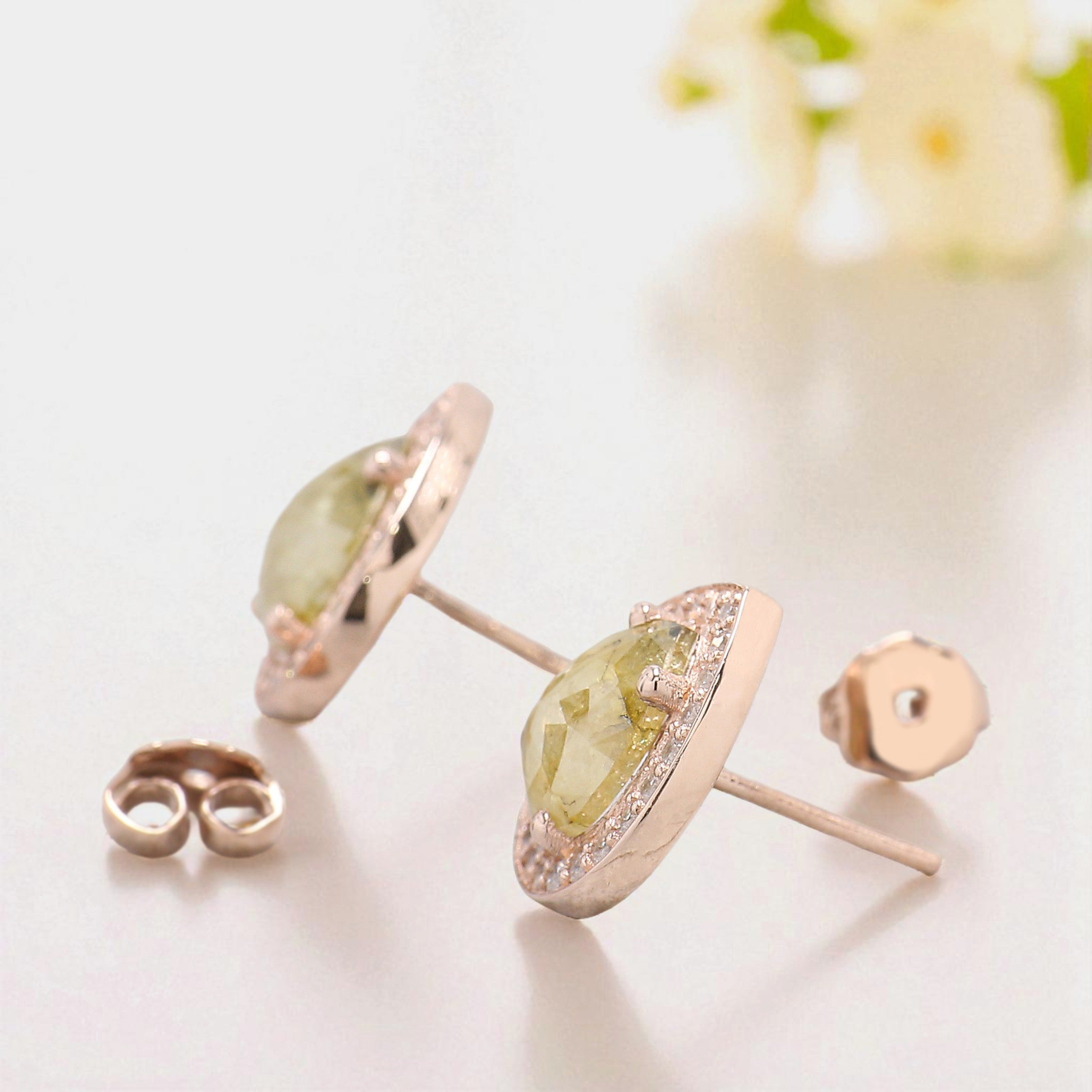 Pear Cut Yellow Color Diamond Earring 2.37 Ct 8.30 MM Pear Diamond Earring 14K Solid Rose Gold Silver Pear Cut Earring Gift For Her KDN7027