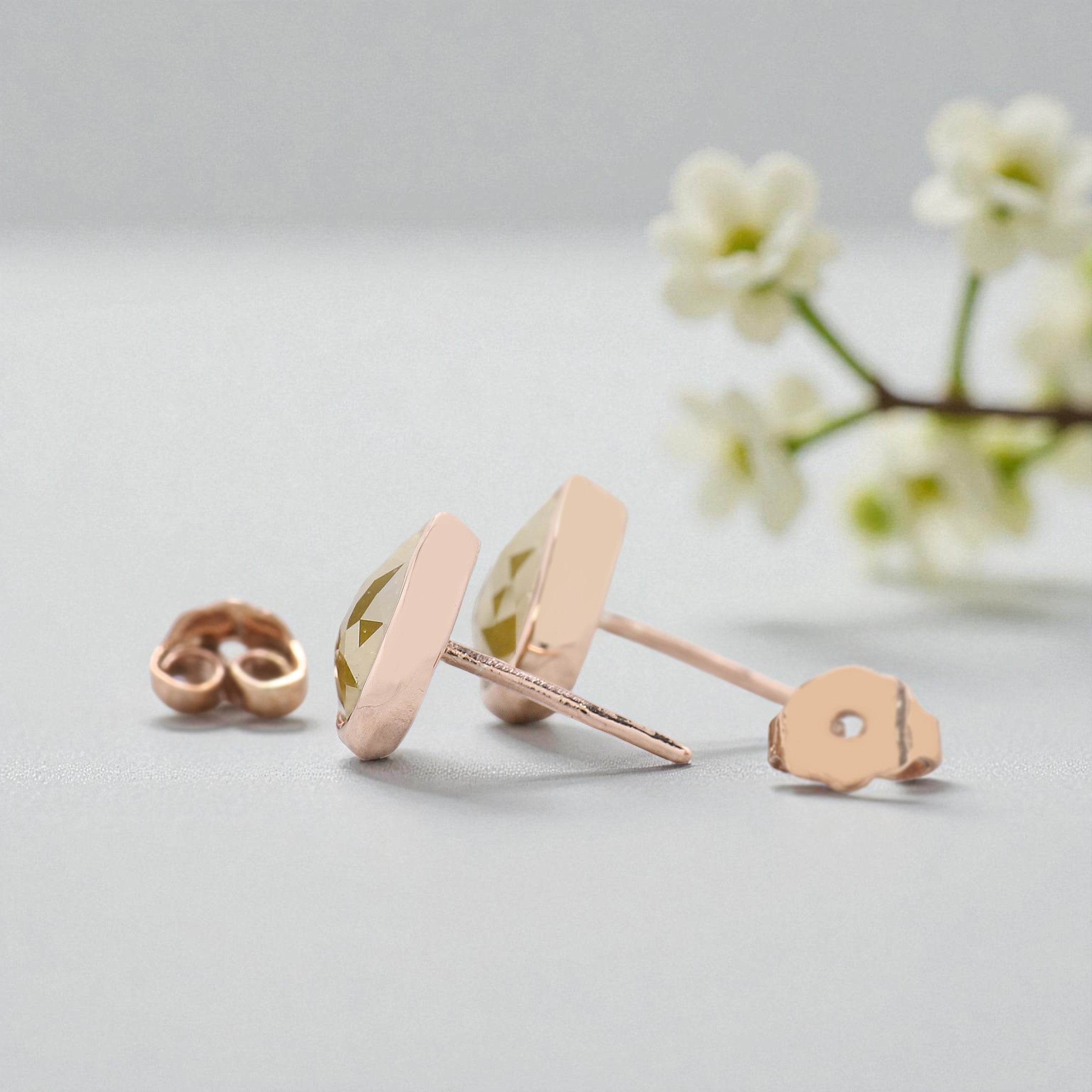 Pear Cut Yellow Color  Diamond Earring 2.26 Ct 7.90 MM Pear Diamond Earring 14K Solid Rose Gold Silver Pear Cut Earring Gift For Her KDN7025