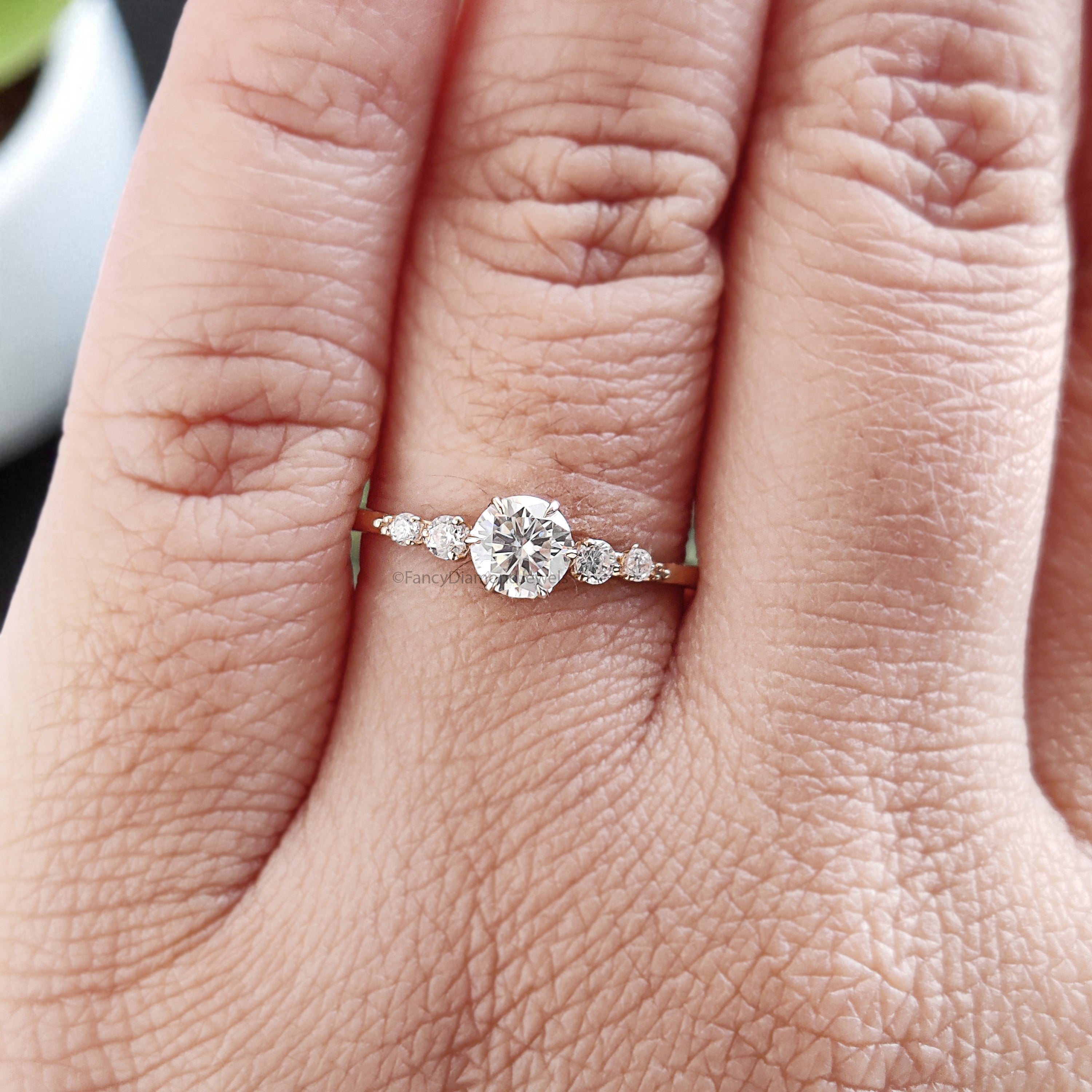 0.35 CT Round Lab Grown Diamond Promise Ring Round Diamond Set in Claw Prongs Ring Multi Diamond Engagement Ring for Women FD456