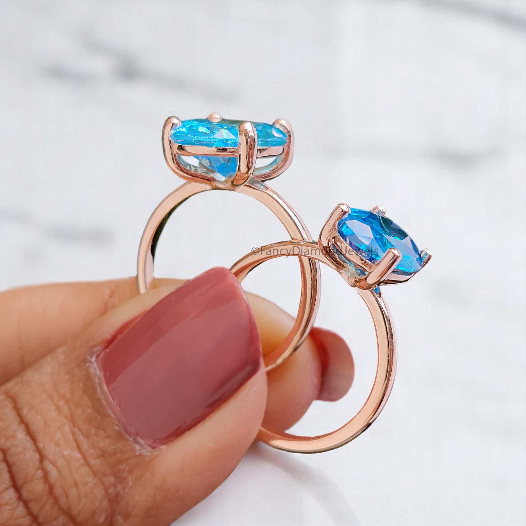 Oval Blue Aquamarine stone engagement ring 12mm 10mm 9mm 8mm 7mm  ring silver simulant Ring Solitaire ring Diamond ring Gift for her FD346