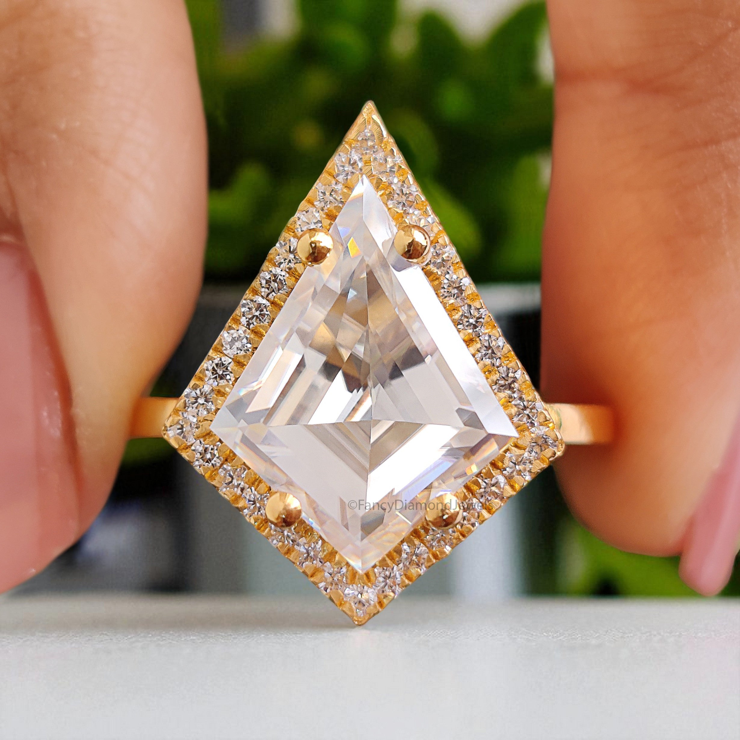 5.15 CTW Kite Colorless Moissanite Ring Set Engagement Ring Matching Eternity Band Wedding Ring Halo Setting Bridal Ring Set For Women FD391