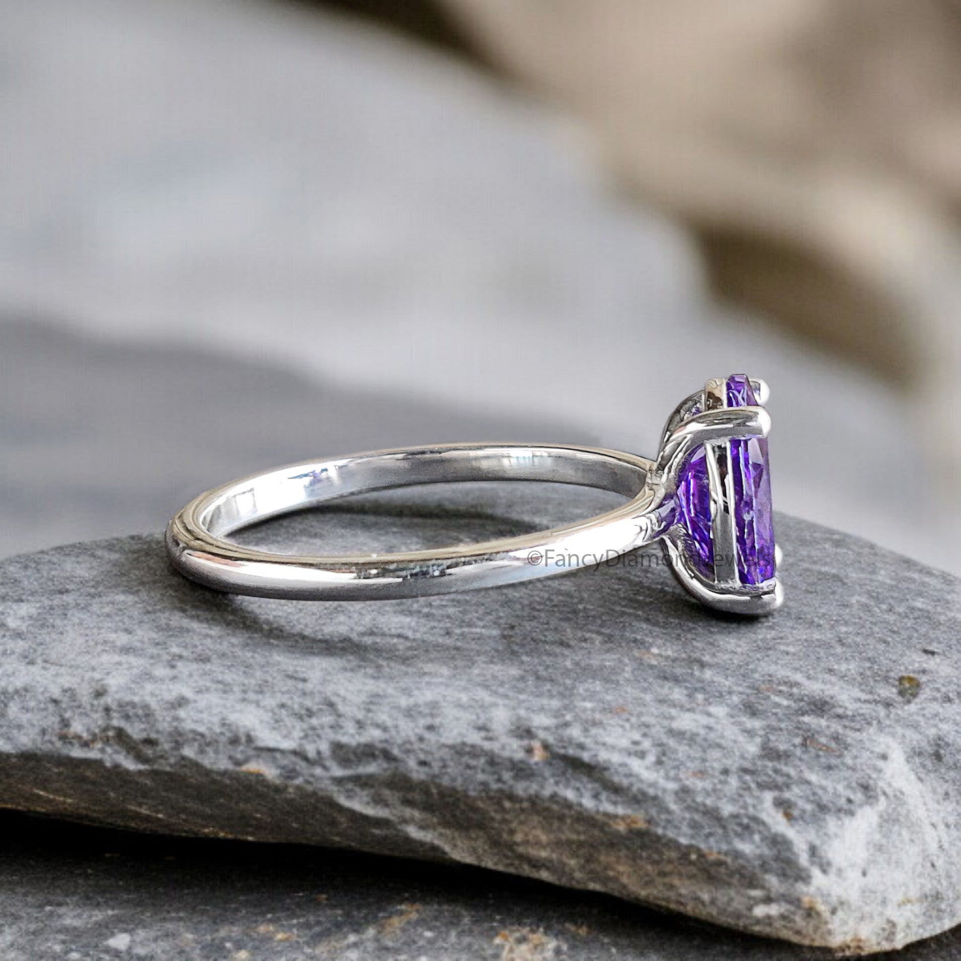Oval Purple Amethyst stone engagement ring 12mm 10mm 9mm 8mm 7mm  ring silver simulant Ring Solitaire ring Diamond ring Gift for her FD343