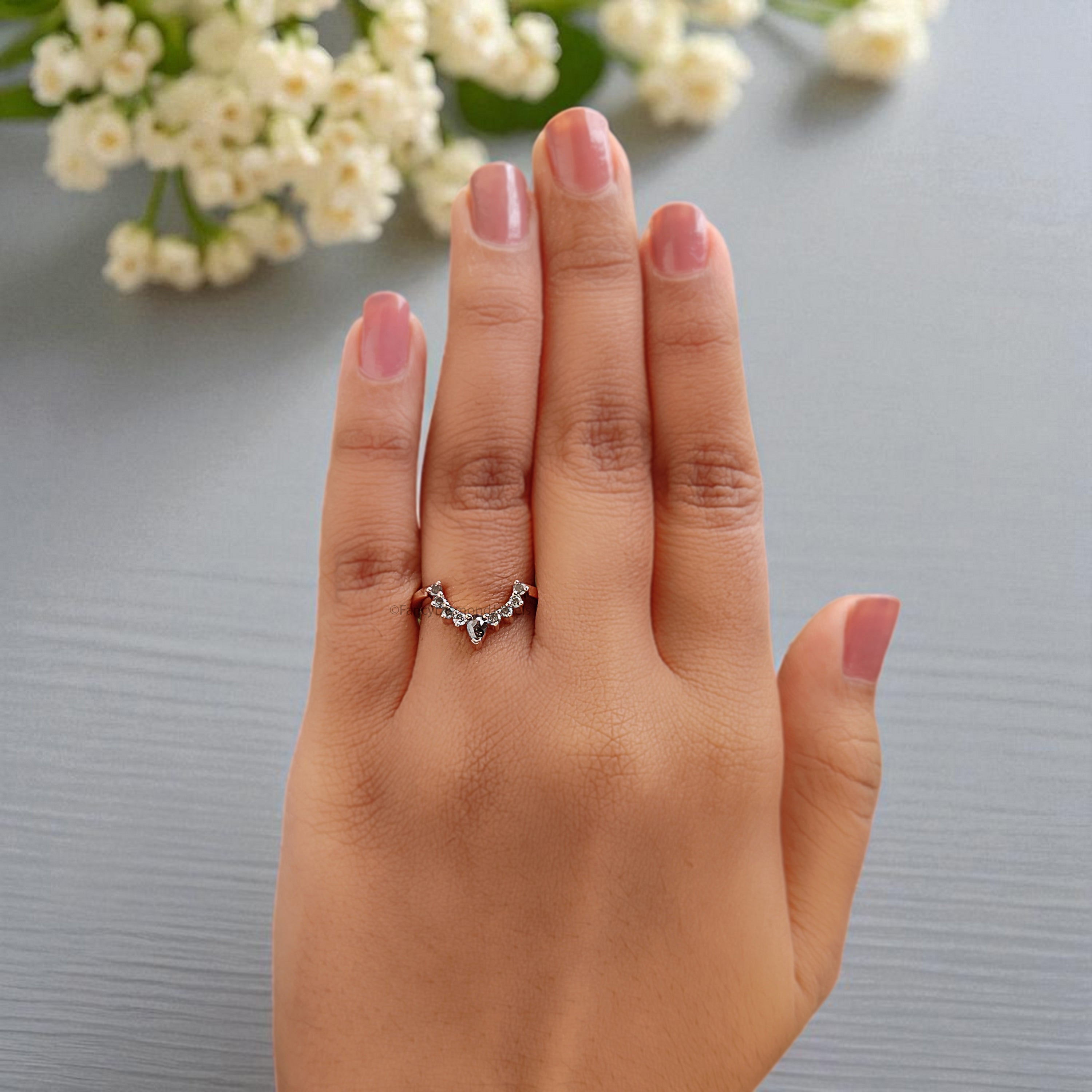 0.34 TW Salt And Pepper Diamond Wedding Band Silver/10K/14K/18K Gold Minimalist stacking dainty matching anniversary Ring Gift For Her KD259