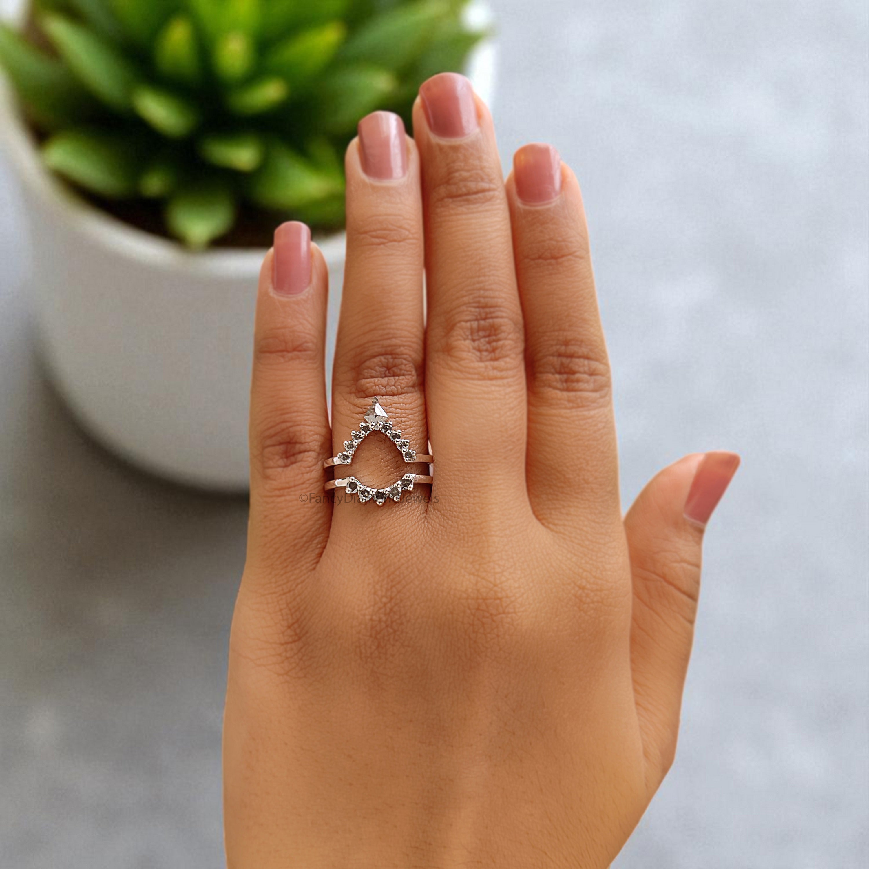 0.50 CTW Salt And Pepper Diamond Wedding Band Silver/10K/14K/18K Gold Band Minimalist stacking dainty matching Band anniversary Ring KD698