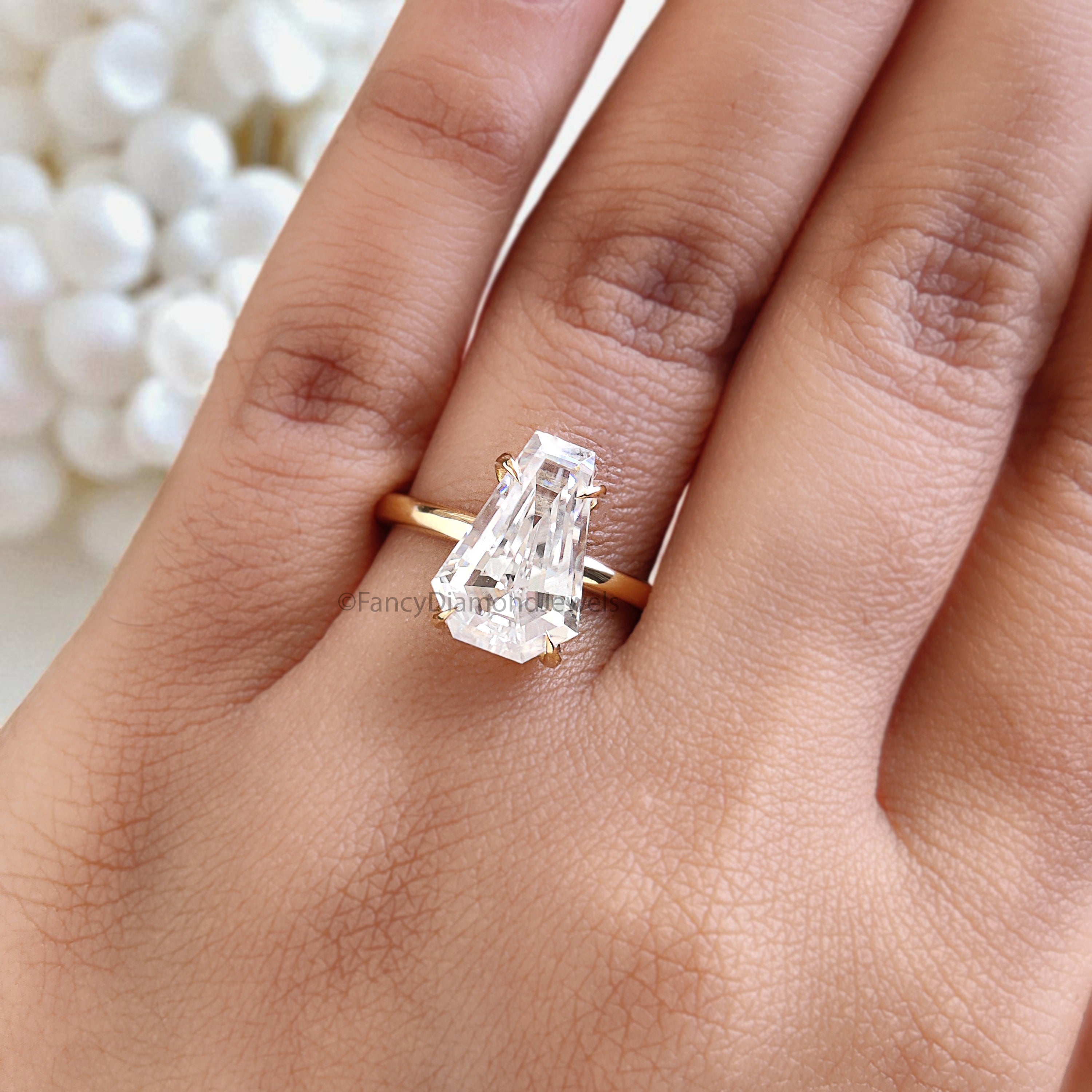 3.75 CT Coffin Brilliant Cut Moissanite Engagement Ring Prong Set Ring Solitaire Ring Wedding Ring Promise Ring For Women Gift For Her FD442