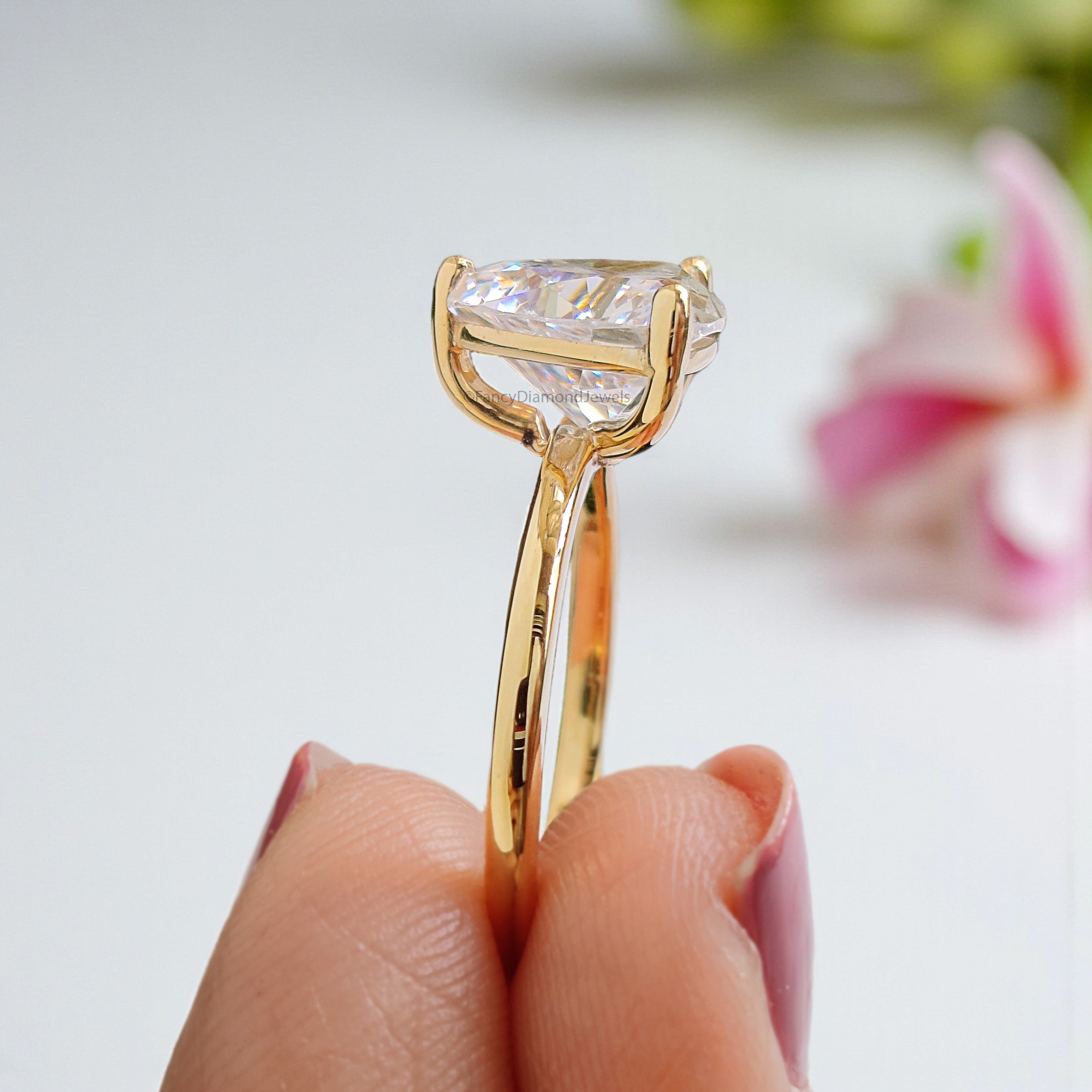Trillion Cut Engagement ring 6mm 7mm 8mm 9mm 10mm Stone Ring Silver Promise Ring Triangle Shape Diamond Solitaire Ring Gift For Her FD439