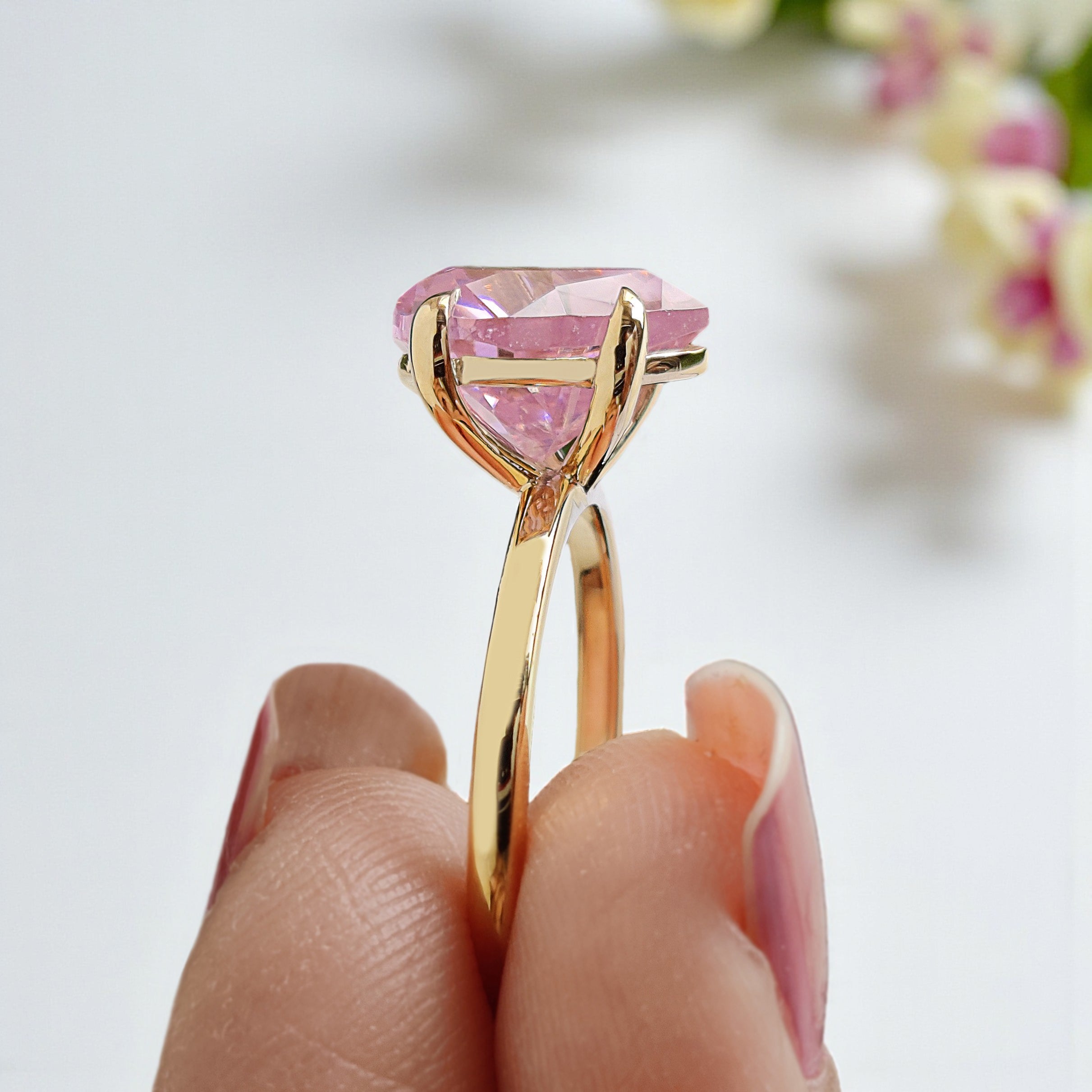 Heart Pink Tourmaline engagement ring 10mm 9mm 8mm 7mm 6mm stone ring Simulant Solitaire ring Diamond ring Silver ring Gift for her FD438