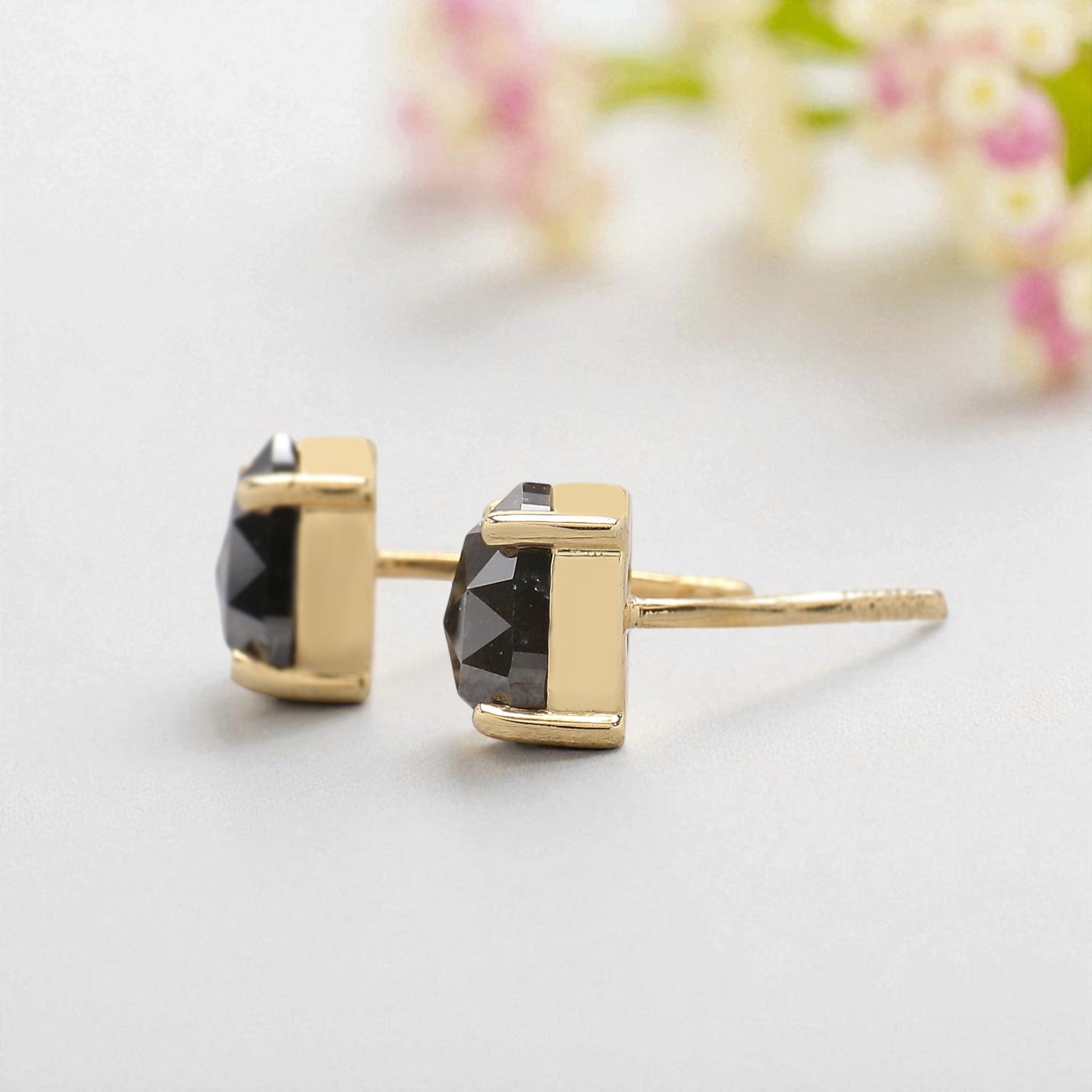 Pear Salt And Pepper Diamond Earring 2.04 Ct Pear Diamond Earring 14K Solid Yellow Gold Silver Pear Earring Gift For Her KDL7903-KDL6775