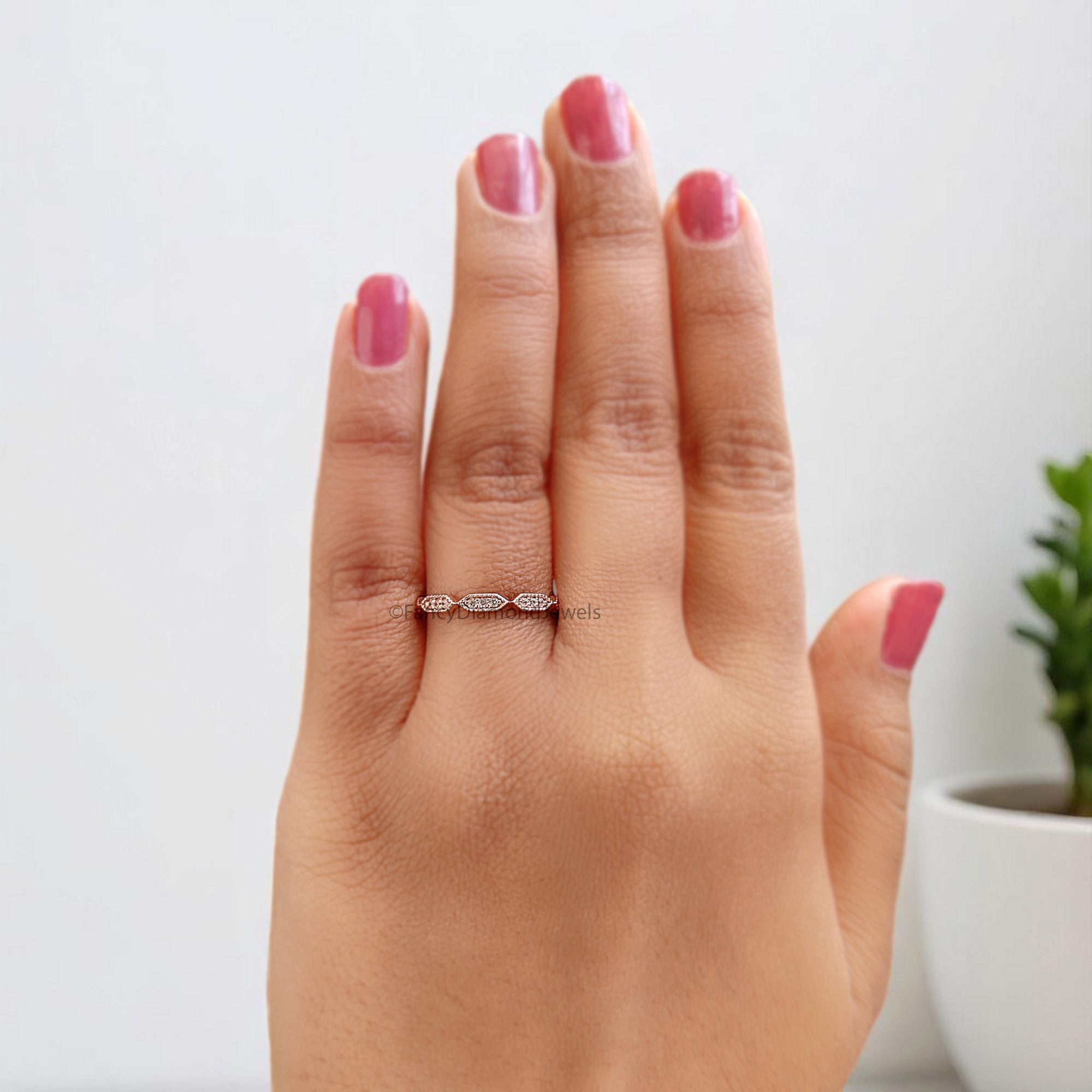 Silver/10K/14K/18K Gold Band 0.19 Ct White Diamond Wedding Band Full Eternity Minimalist stacking dainty matching anniversary ring KD894