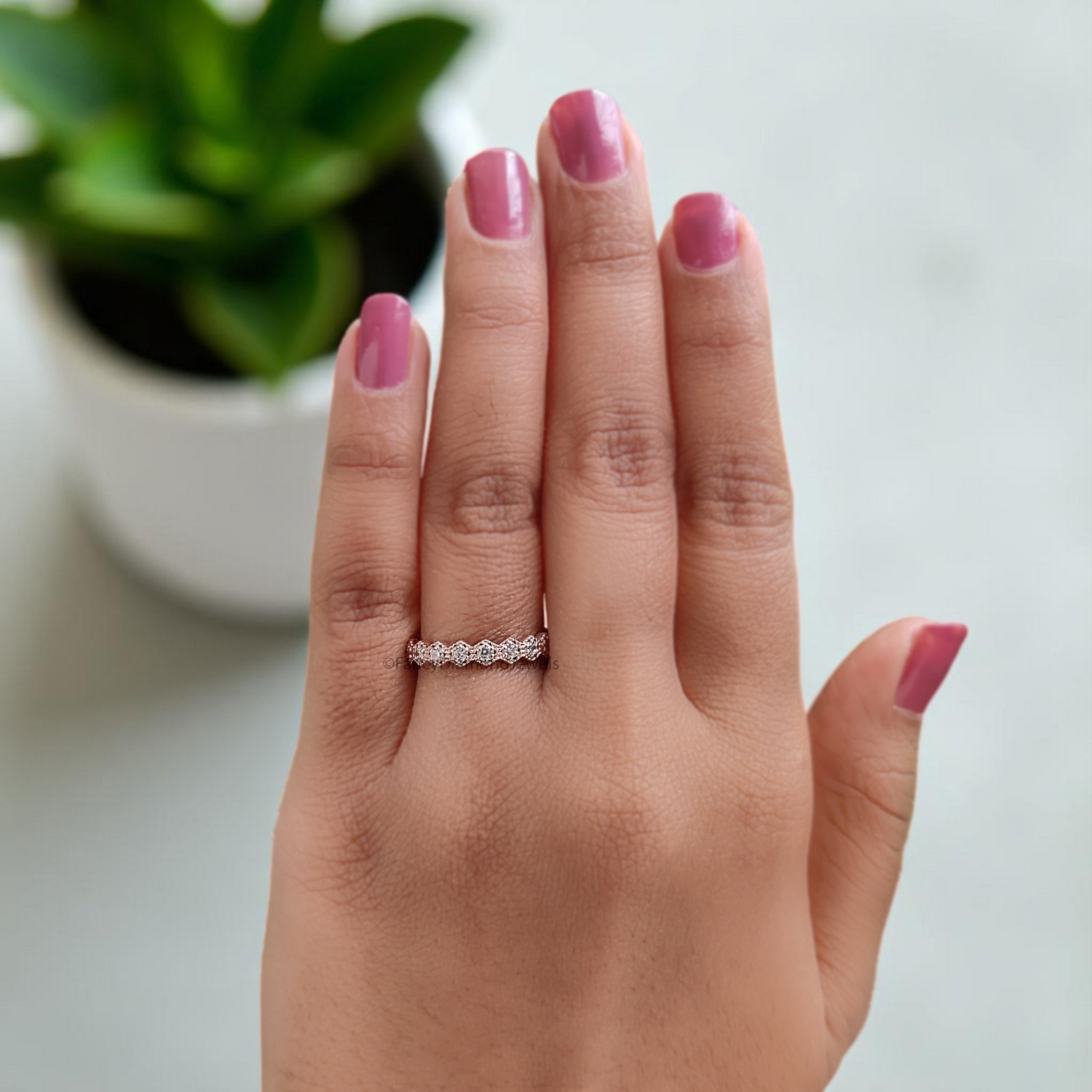 Classic Crown Ring 2.00 MM Diamond Wedding Band Half Eternity Minimalist Ring stacking dainty matching anniversary ring Gift For Her KD891